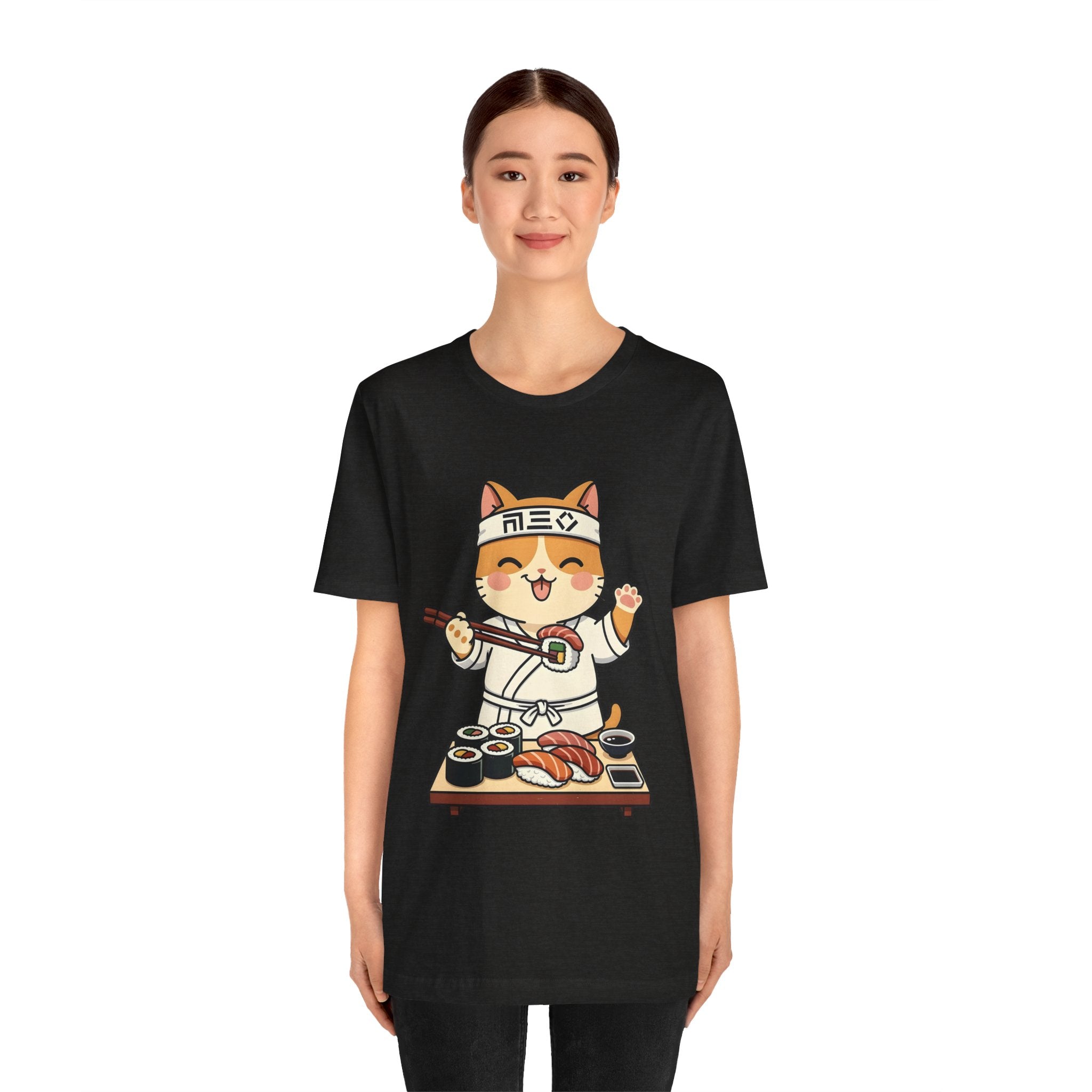 Sushi Chef Cat T‑Shirt — Cute Kawaii Cat Making Sushi Graphic Tee