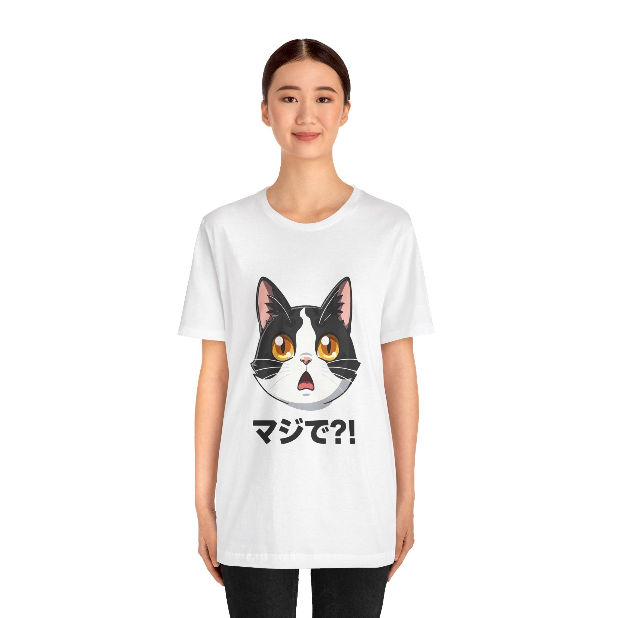 Cat Shock Face Graphic Tee — マジで?! Cute Anime Cat T-Shirt