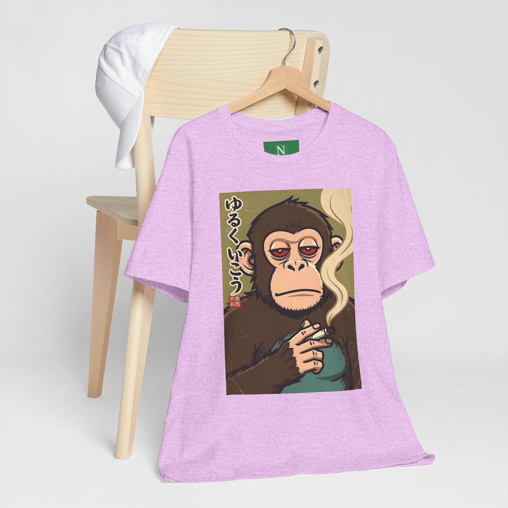 Smoking Monkey Graphic Tee — Japanese Retro Ape Illustration T-Shirt