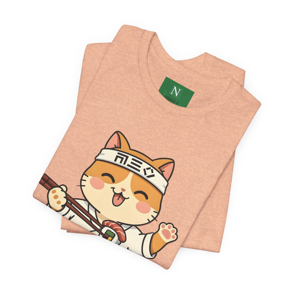 Sushi Chef Cat T‑Shirt — Cute Kawaii Cat Making Sushi Graphic Tee