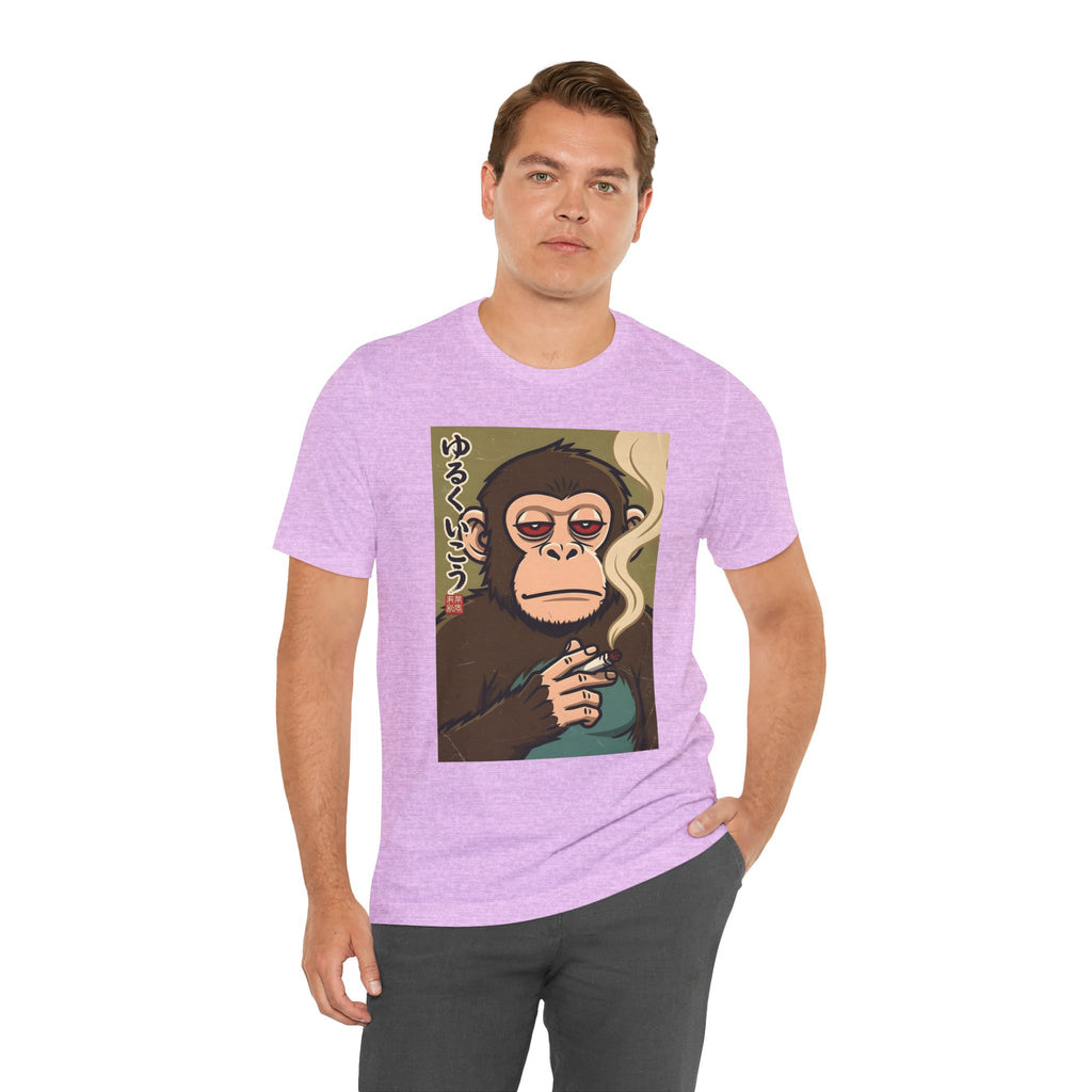 Smoking Monkey Graphic Tee — Japanese Retro Ape Illustration T-Shirt