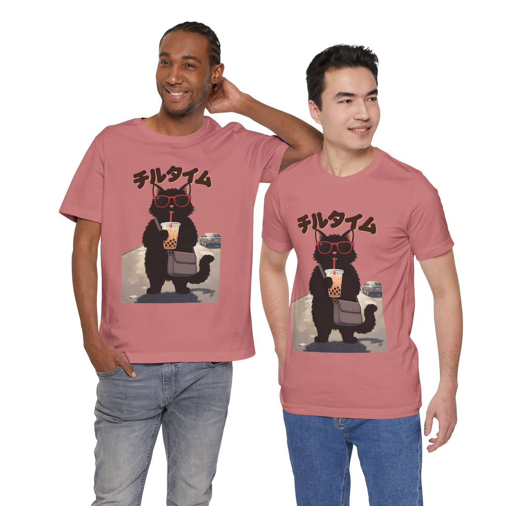 Boba Cat Tee — Cute Cat Drinking Bubble Tea Graphic T-Shirt