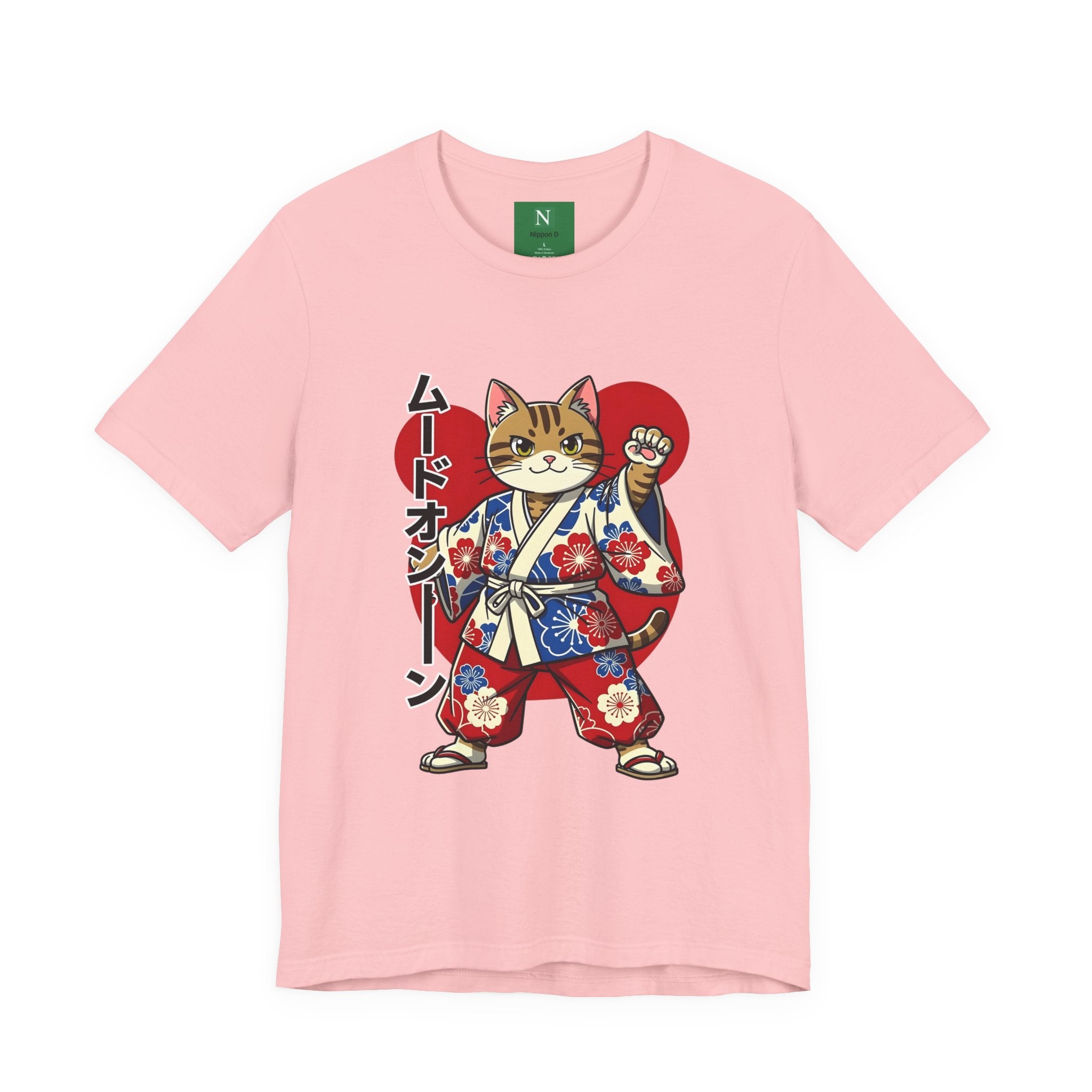Samurai Cat T‑Shirt — Kawaii Japanese Kimono Cat Graphic Tee