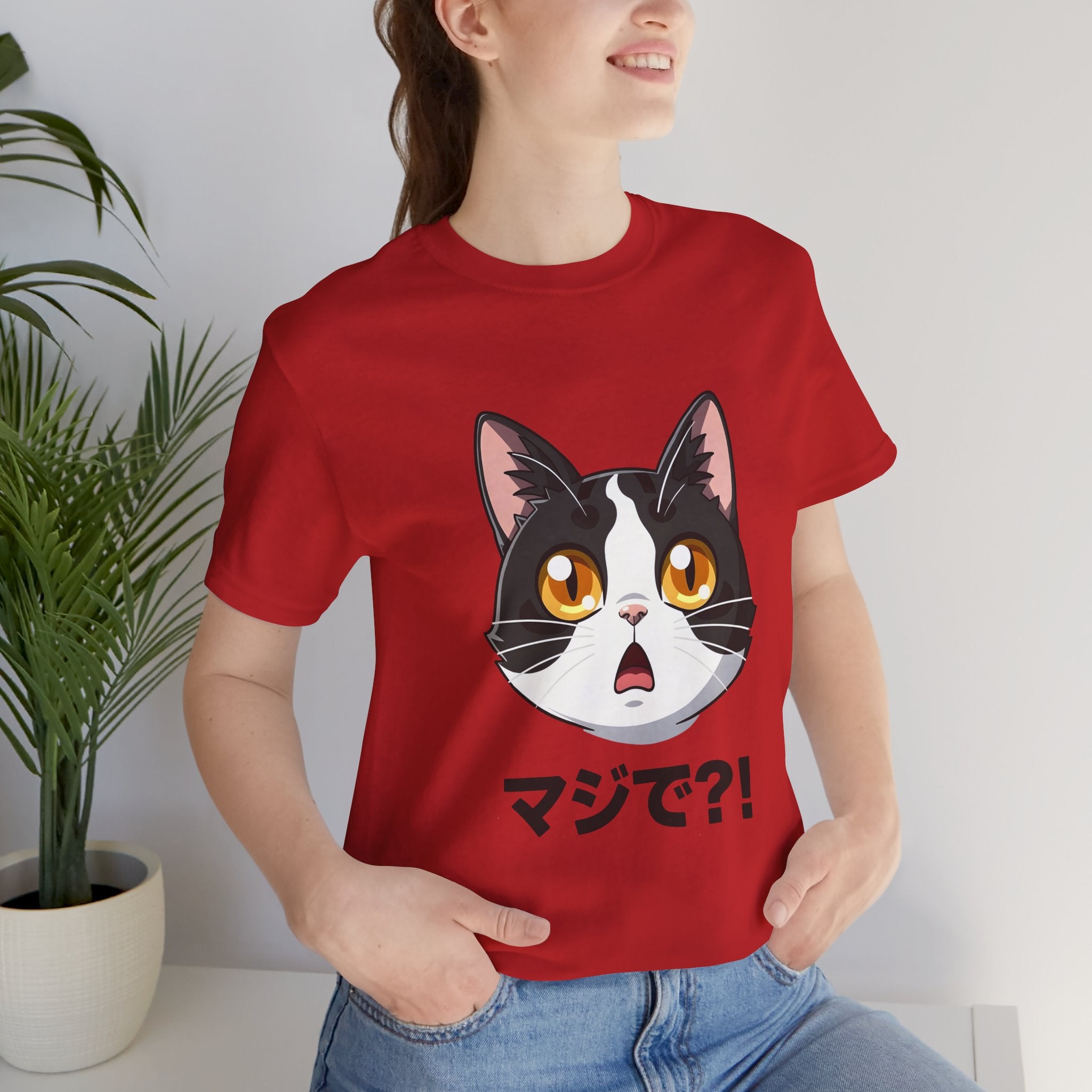 Cat Shock Face Graphic Tee — マジで?! Cute Anime Cat T-Shirt