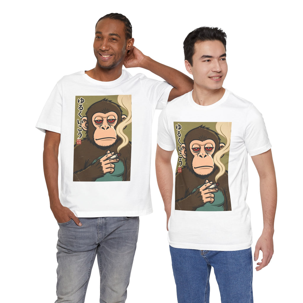 Smoking Monkey Graphic Tee — Japanese Retro Ape Illustration T-Shirt
