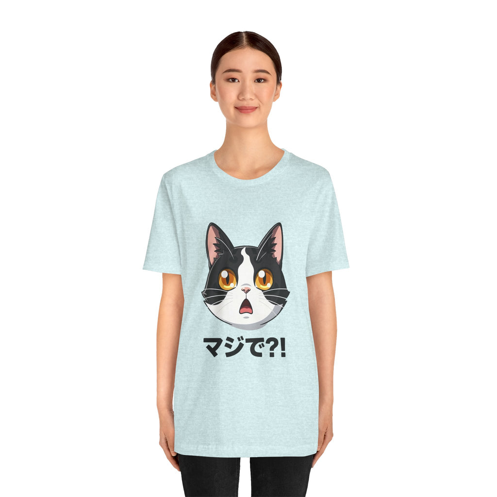Cat Shock Face Graphic Tee — マジで?! Cute Anime Cat T-Shirt
