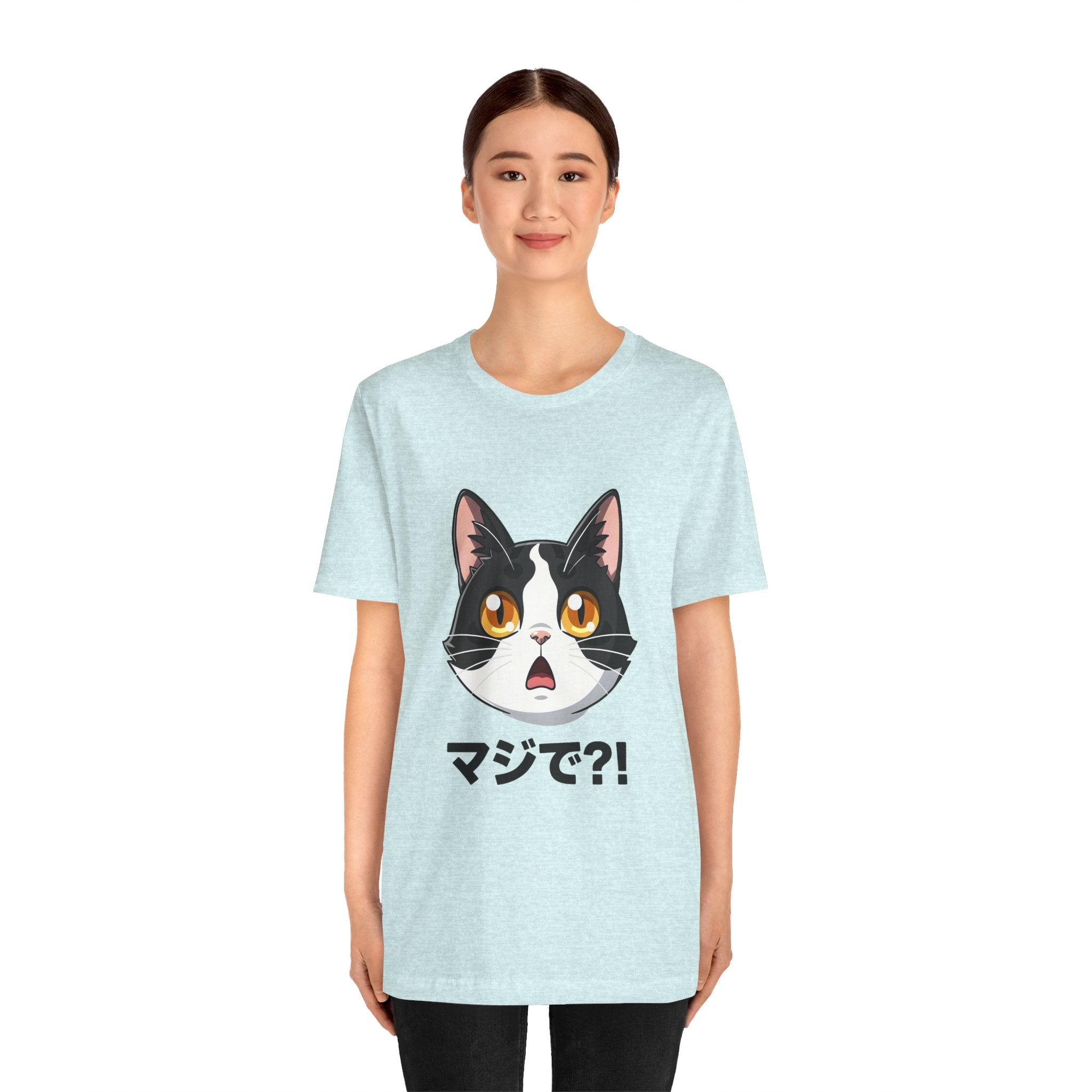 Cat Shock Face Graphic Tee — マジで?! Cute Anime Cat T-Shirt