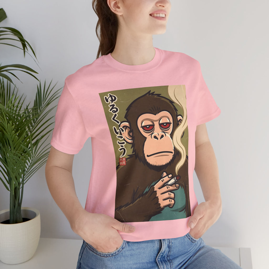 Smoking Monkey Graphic Tee — Japanese Retro Ape Illustration T-Shirt