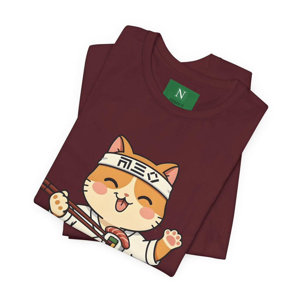 Sushi Chef Cat T‑Shirt — Cute Kawaii Cat Making Sushi Graphic Tee