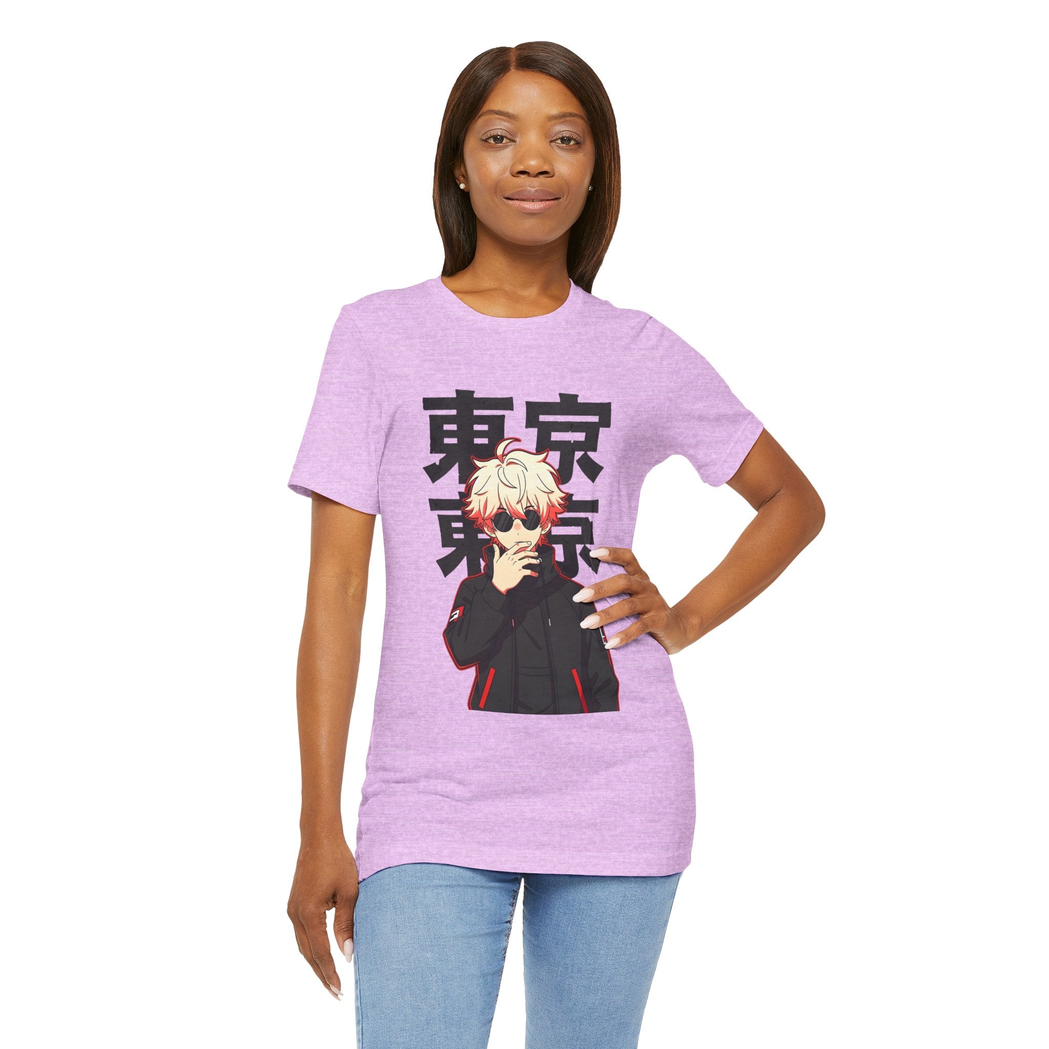 Tokyo Anime Graphic Tee — Blond Character with Kanji "東京"