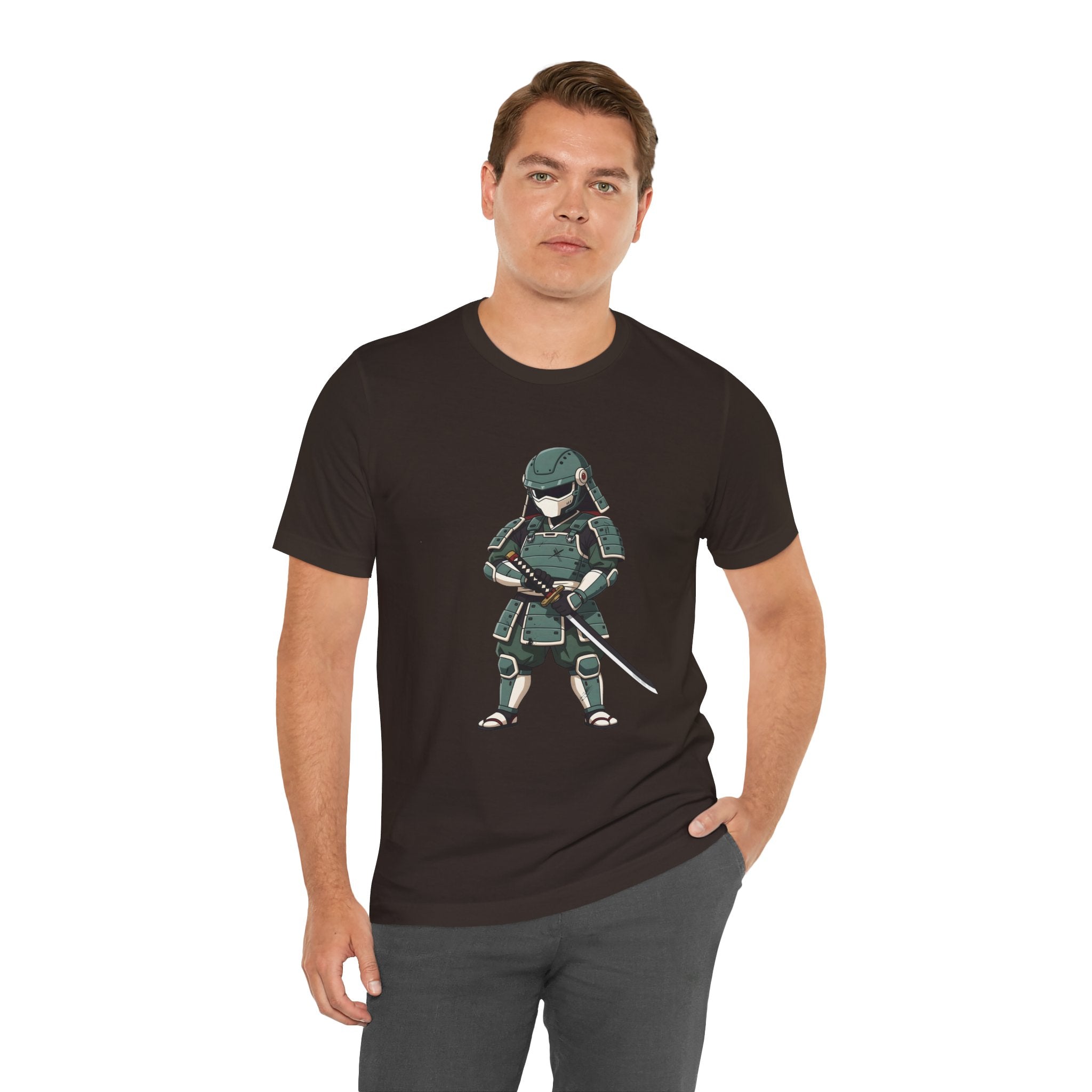 Samurai Cat T-Shirt – Cute Armored Kitty with Katana Graphic