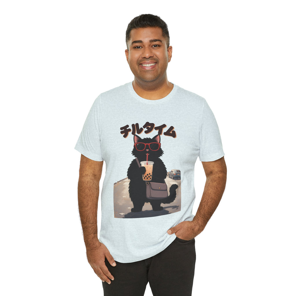 Boba Cat Tee — Cute Cat Drinking Bubble Tea Graphic T-Shirt