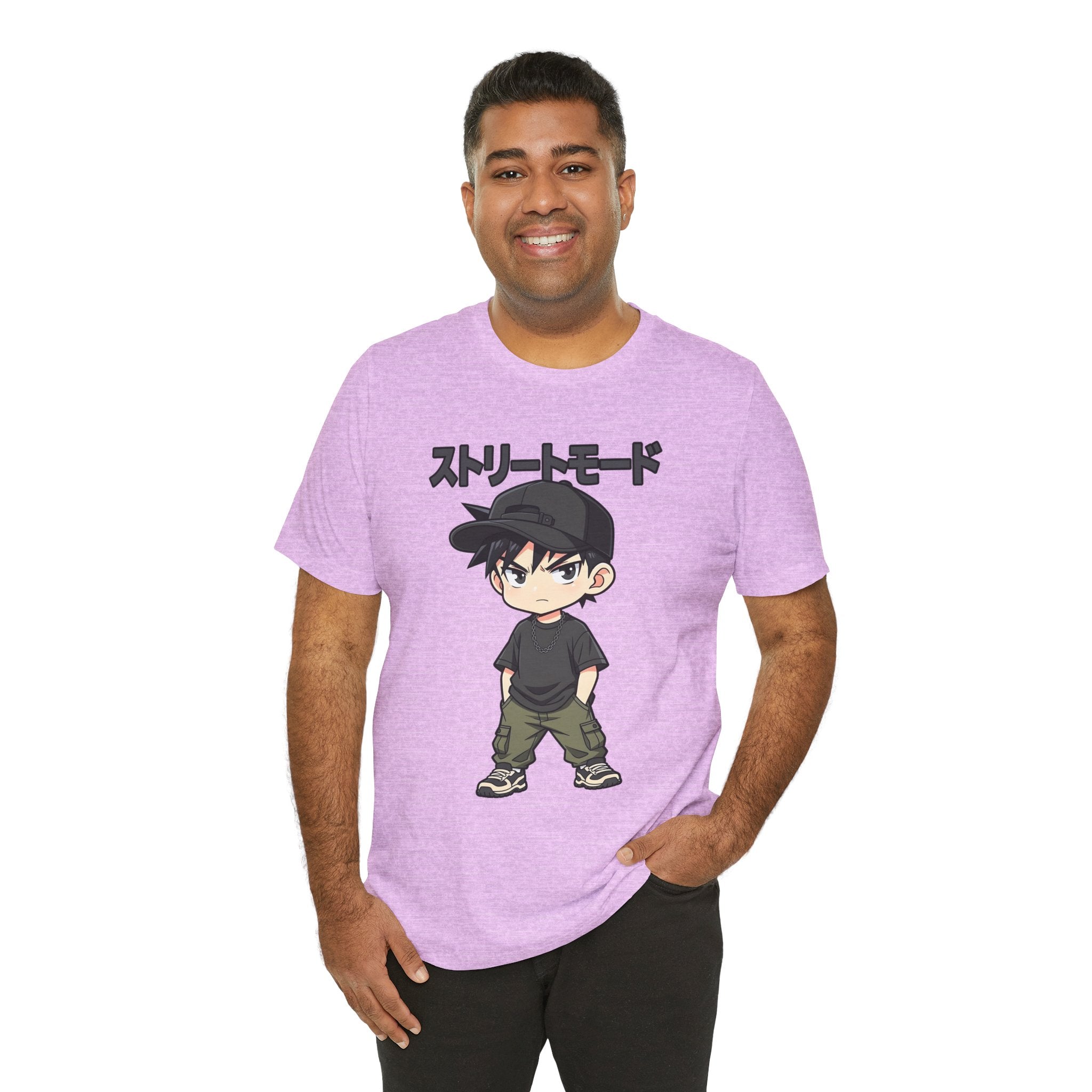 Street Mode Anime Boy T-Shirt — Japanese Text Graphic Tee