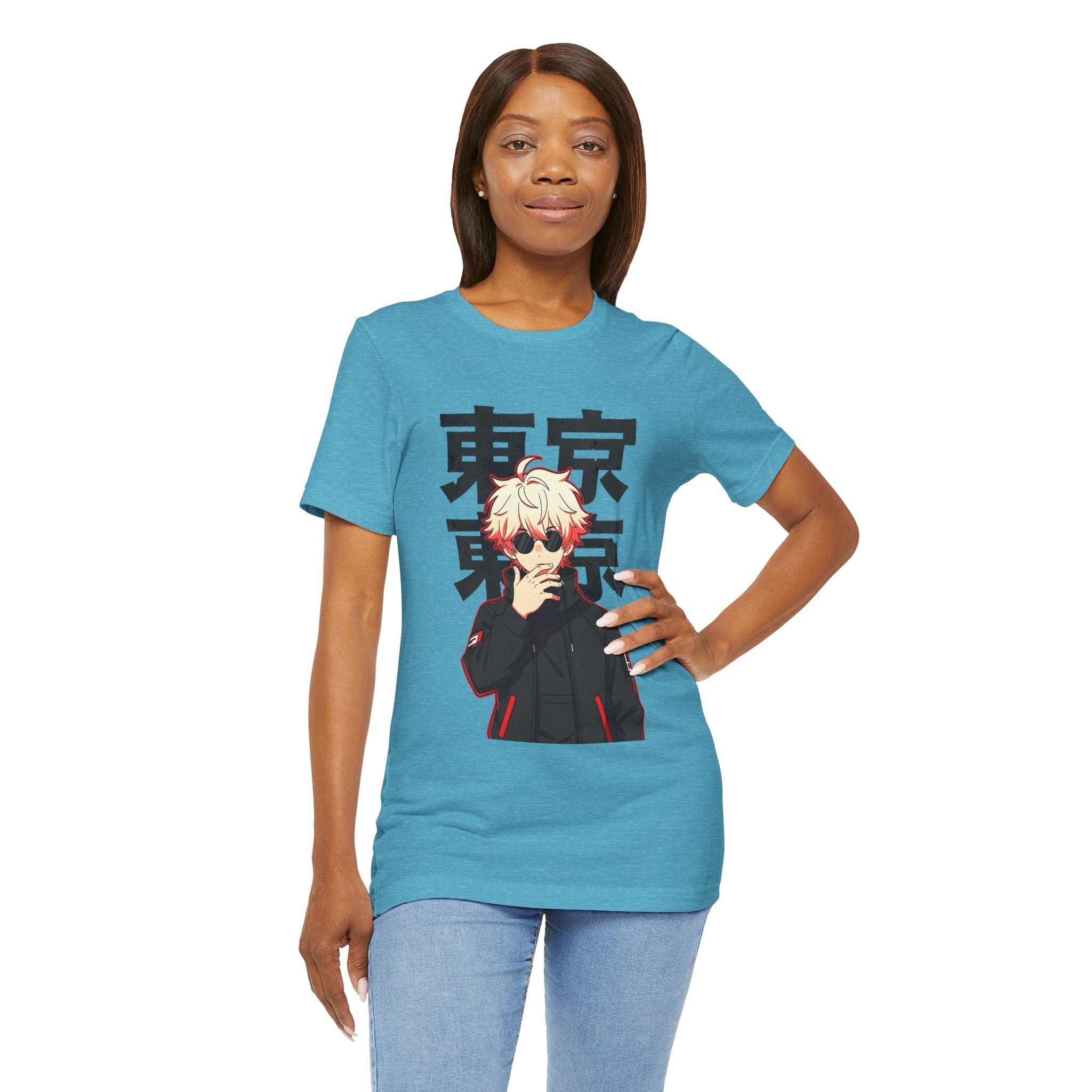 Tokyo Anime Graphic Tee — Blond Character with Kanji "東京"