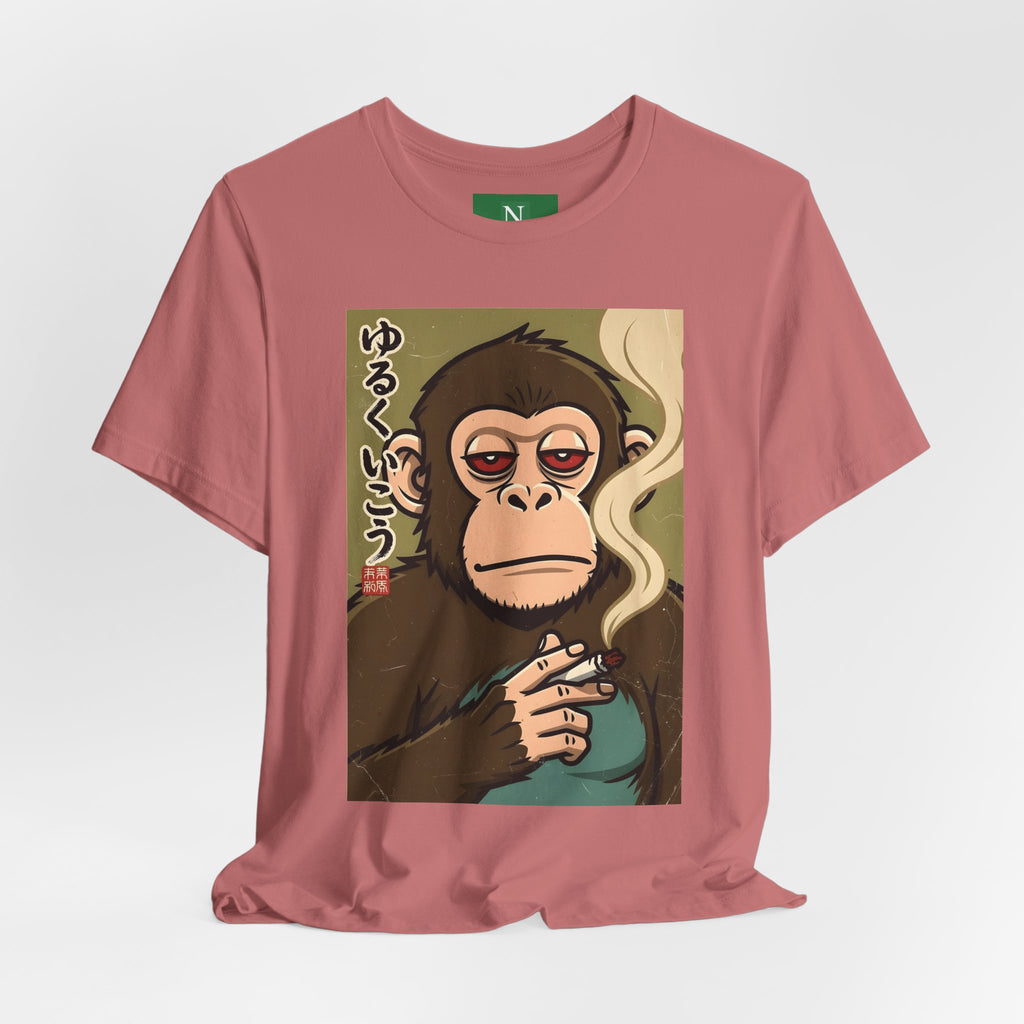 Smoking Monkey Graphic Tee — Japanese Retro Ape Illustration T-Shirt