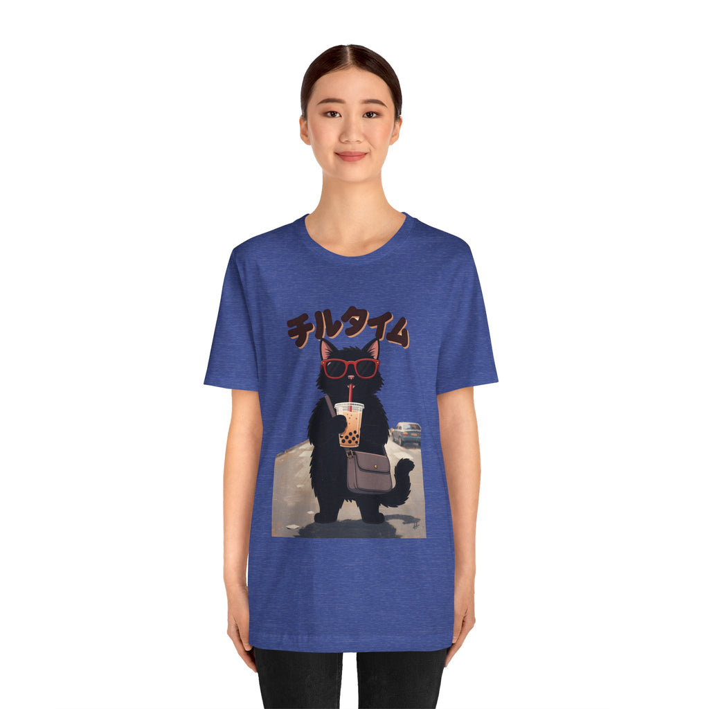 Boba Cat Tee — Cute Cat Drinking Bubble Tea Graphic T-Shirt
