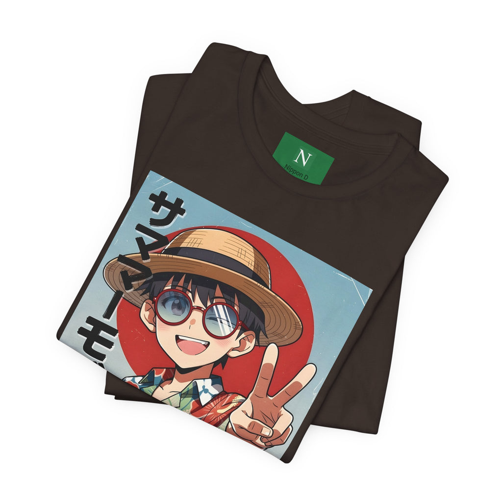 Anime Summer Kid: Tropical Hawaiian Tee with Peace Sign (サマー)