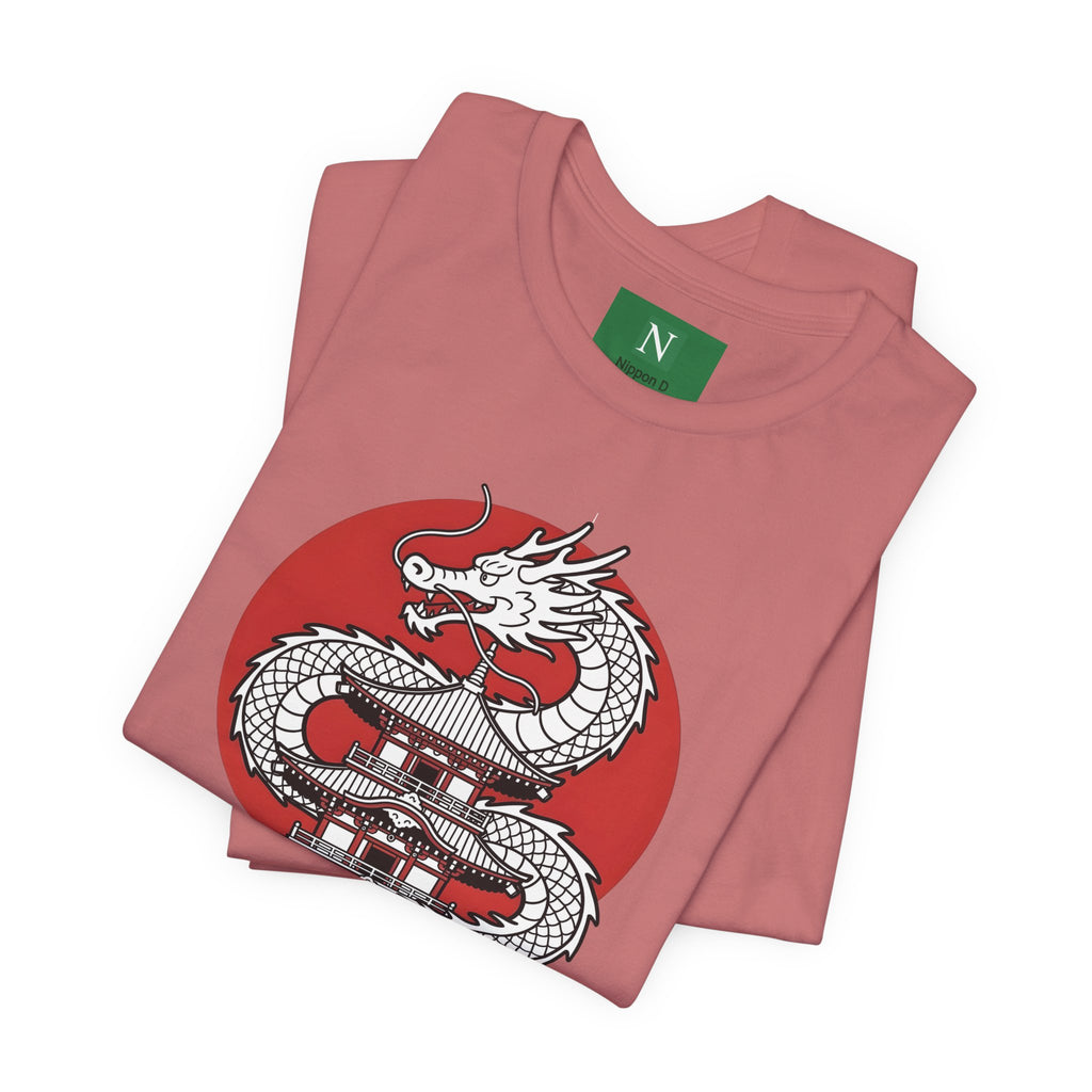 Dragon Pagoda T‑Shirt — Japanese Red Sun Temple Graphic Tee