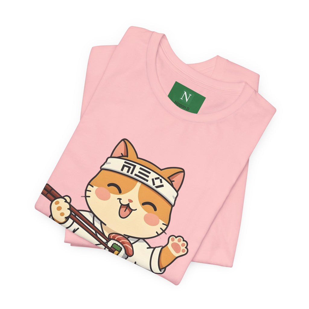 Sushi Chef Cat T‑Shirt — Cute Kawaii Cat Making Sushi Graphic Tee