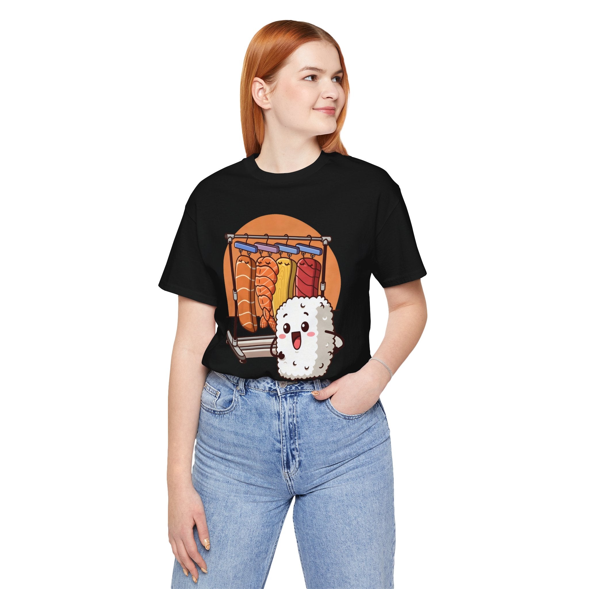 Cute Sushi Rice Cartoon T‑Shirt — Kawaii Nigiri Character Tee