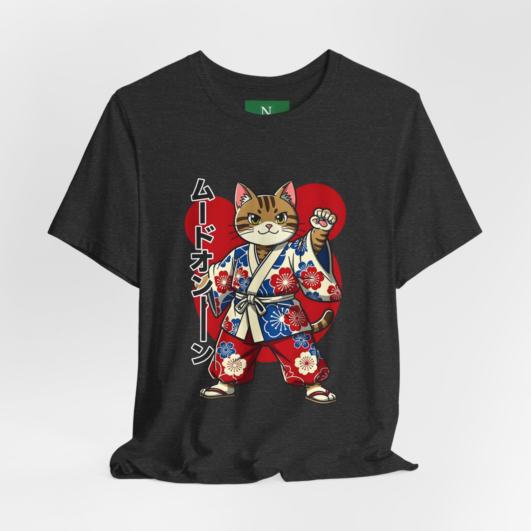 Samurai Cat T‑Shirt — Kawaii Japanese Kimono Cat Graphic Tee