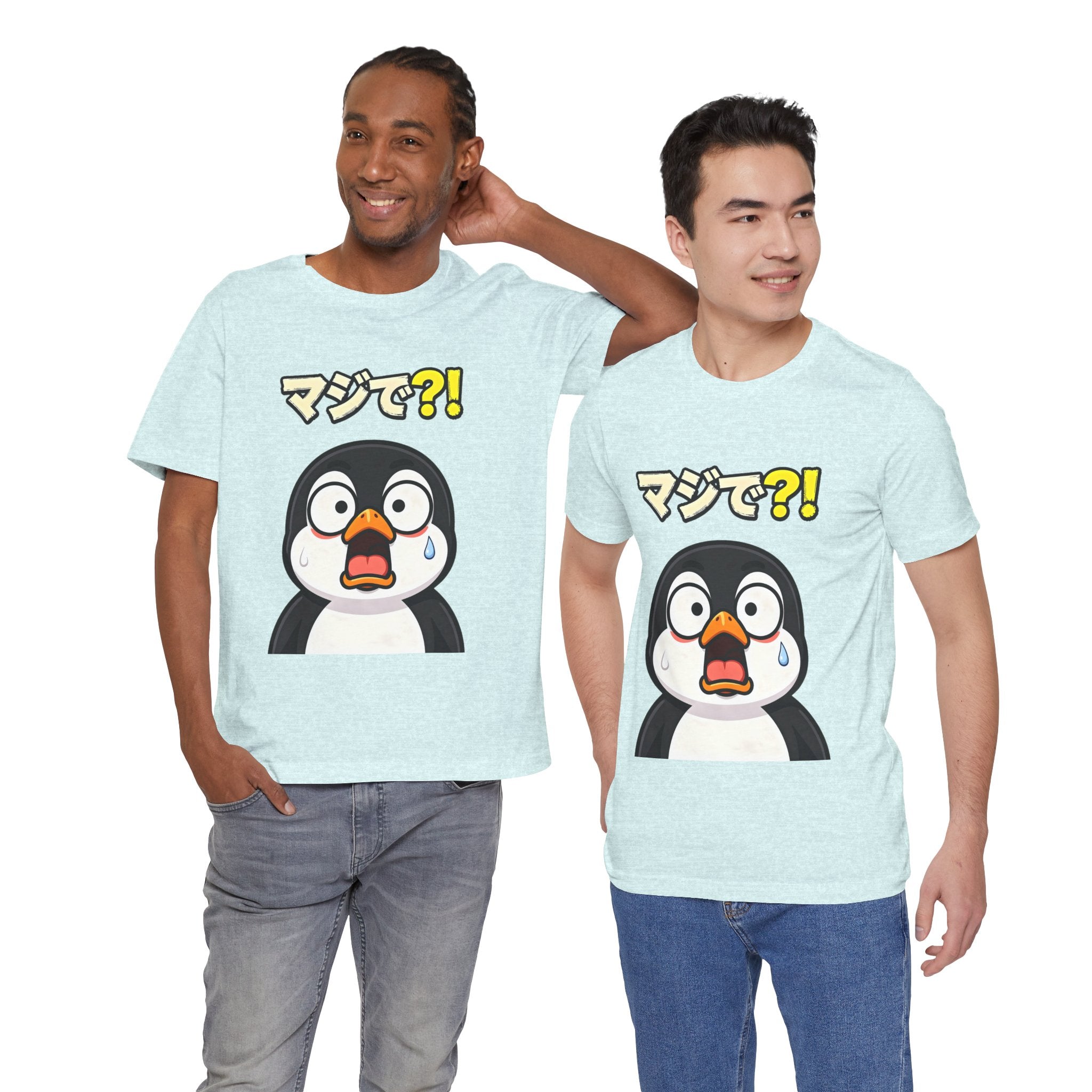 Shocked Penguin Tee — Japanese “マジで?!” Cute Anime-Style Graphic T-Shirt