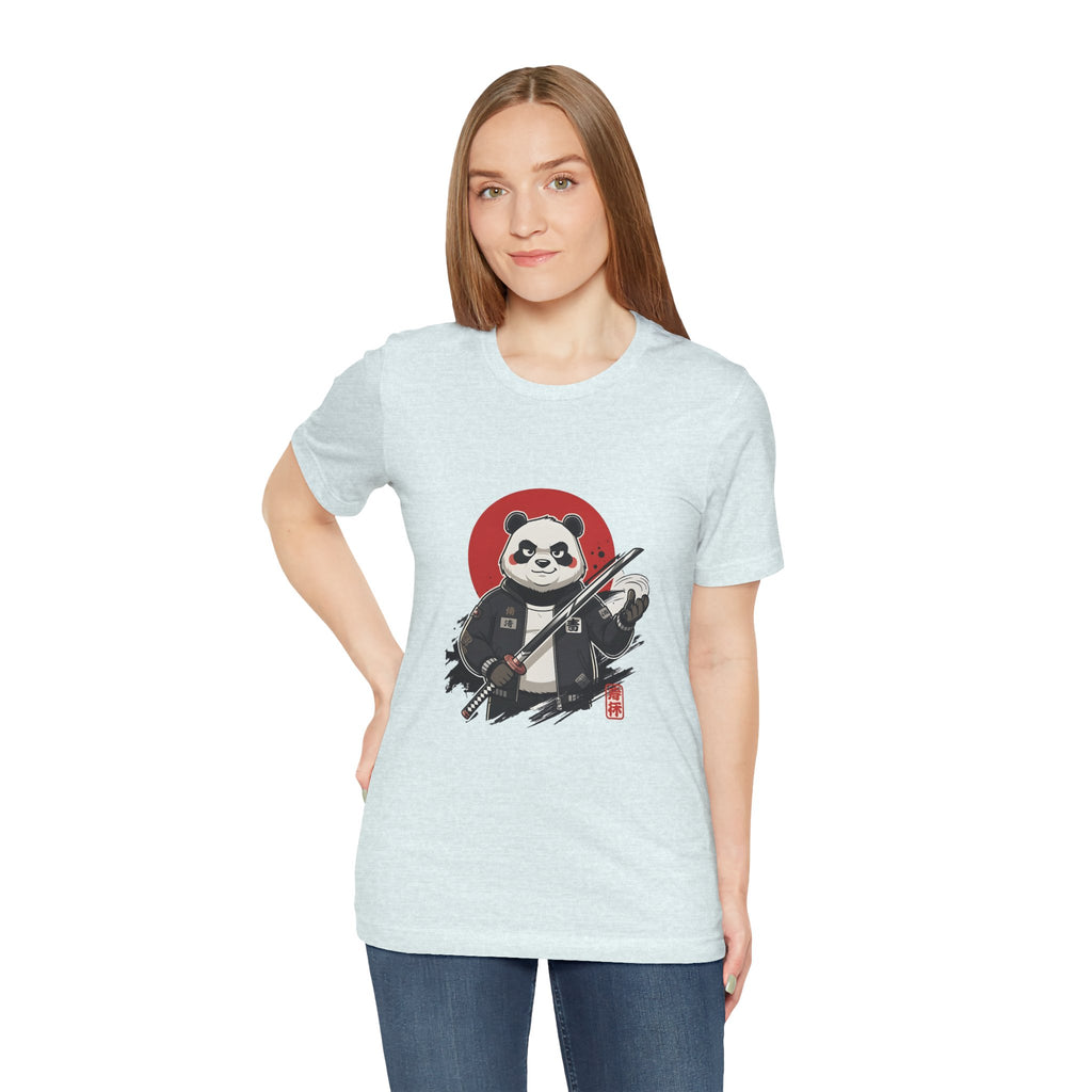 Samurai Panda T-Shirt — Cute Warrior Graphic Tee with Red Sun