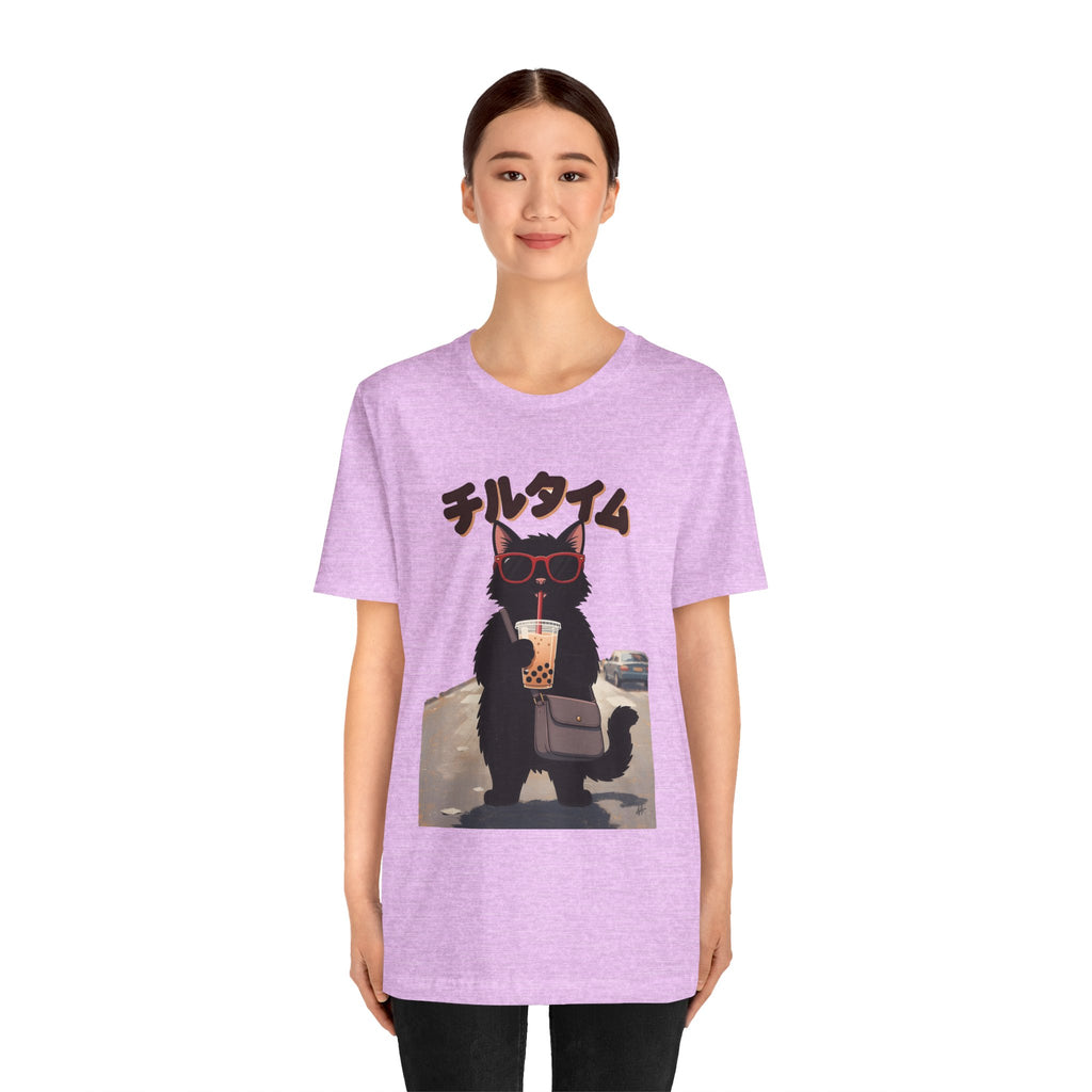 Boba Cat Tee — Cute Cat Drinking Bubble Tea Graphic T-Shirt