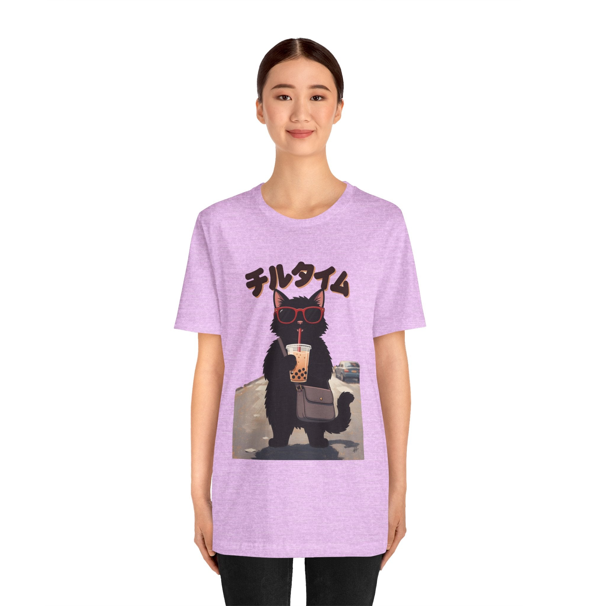 Boba Cat Tee — Cute Cat Drinking Bubble Tea Graphic T-Shirt
