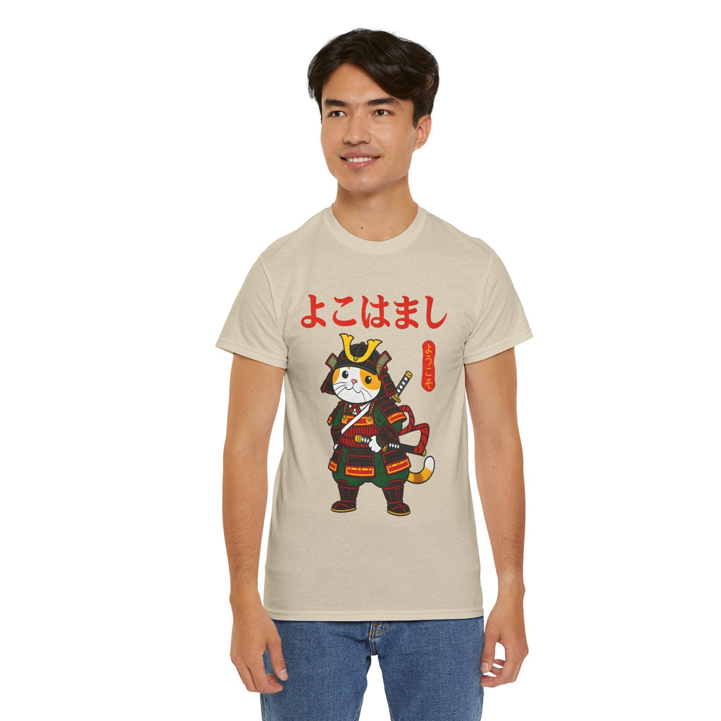 Samurai Cat T-Shirt — 'よこはまし' Japanese Yokohama Cute Warrior Tee