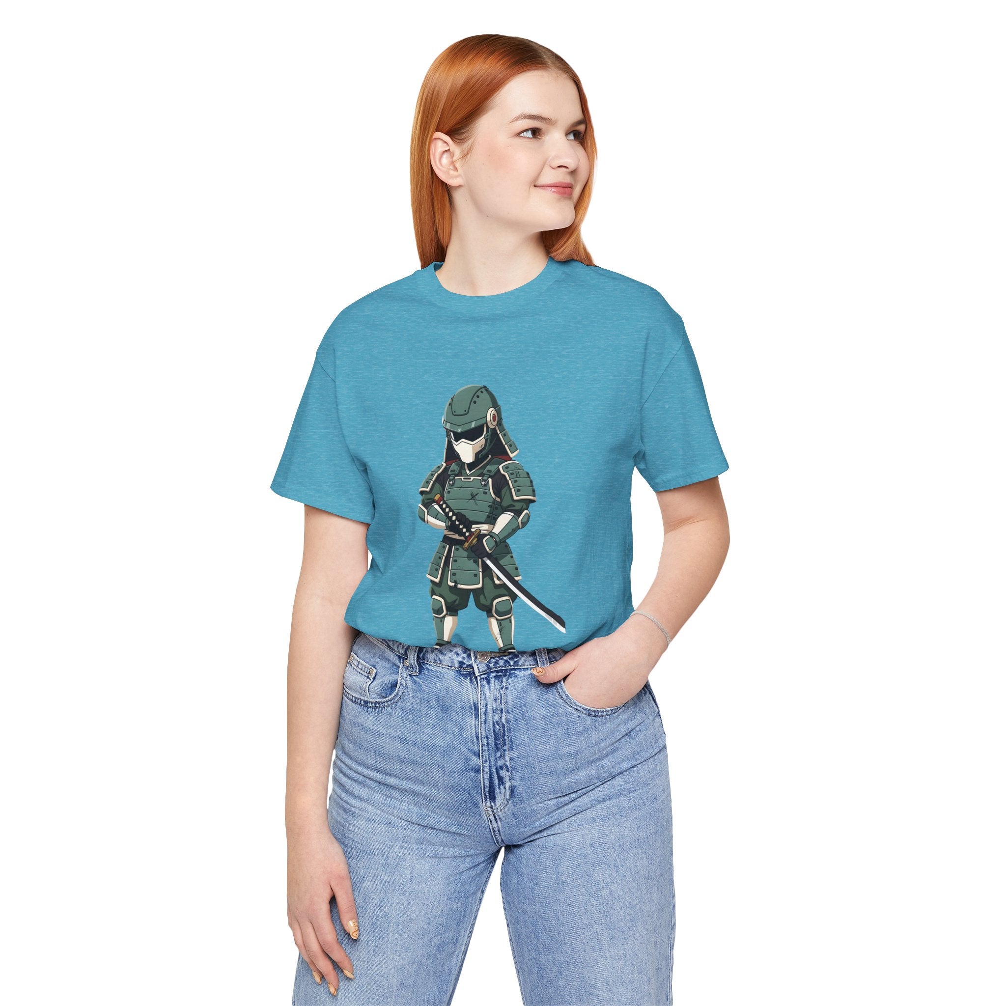 Samurai Cat T-Shirt – Cute Armored Kitty with Katana Graphic