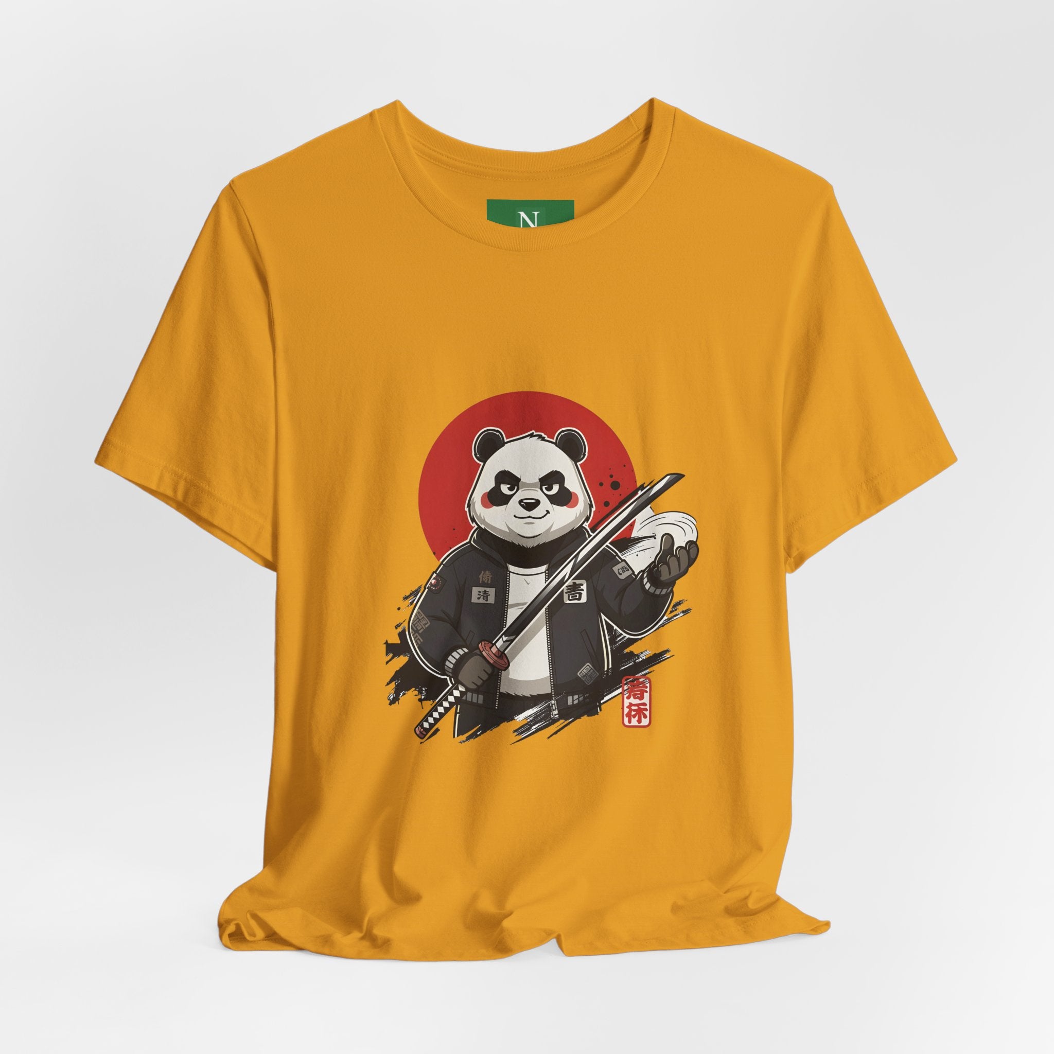 Samurai Panda T-Shirt — Cute Warrior Graphic Tee with Red Sun