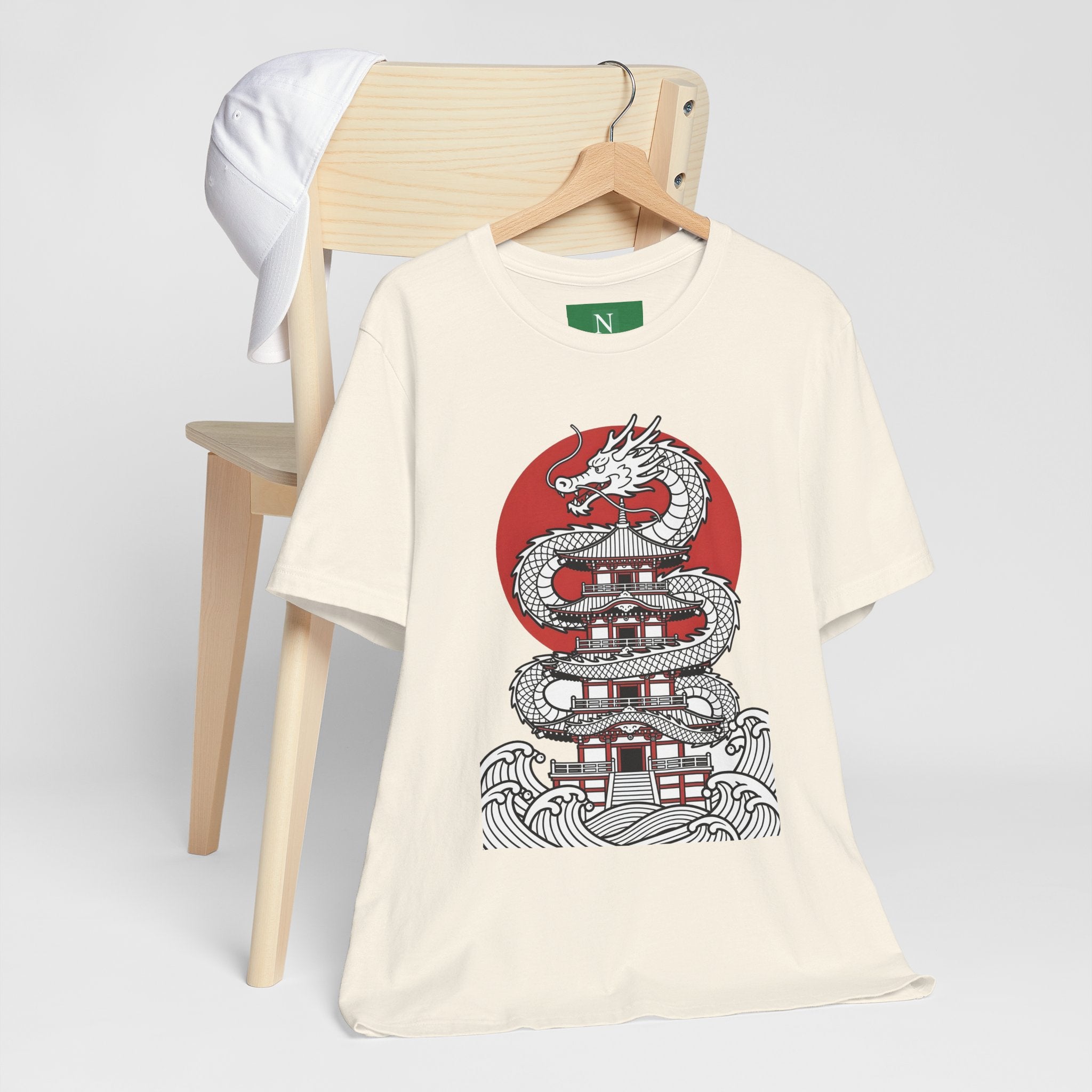 Dragon Pagoda T‑Shirt — Japanese Red Sun Temple Graphic Tee