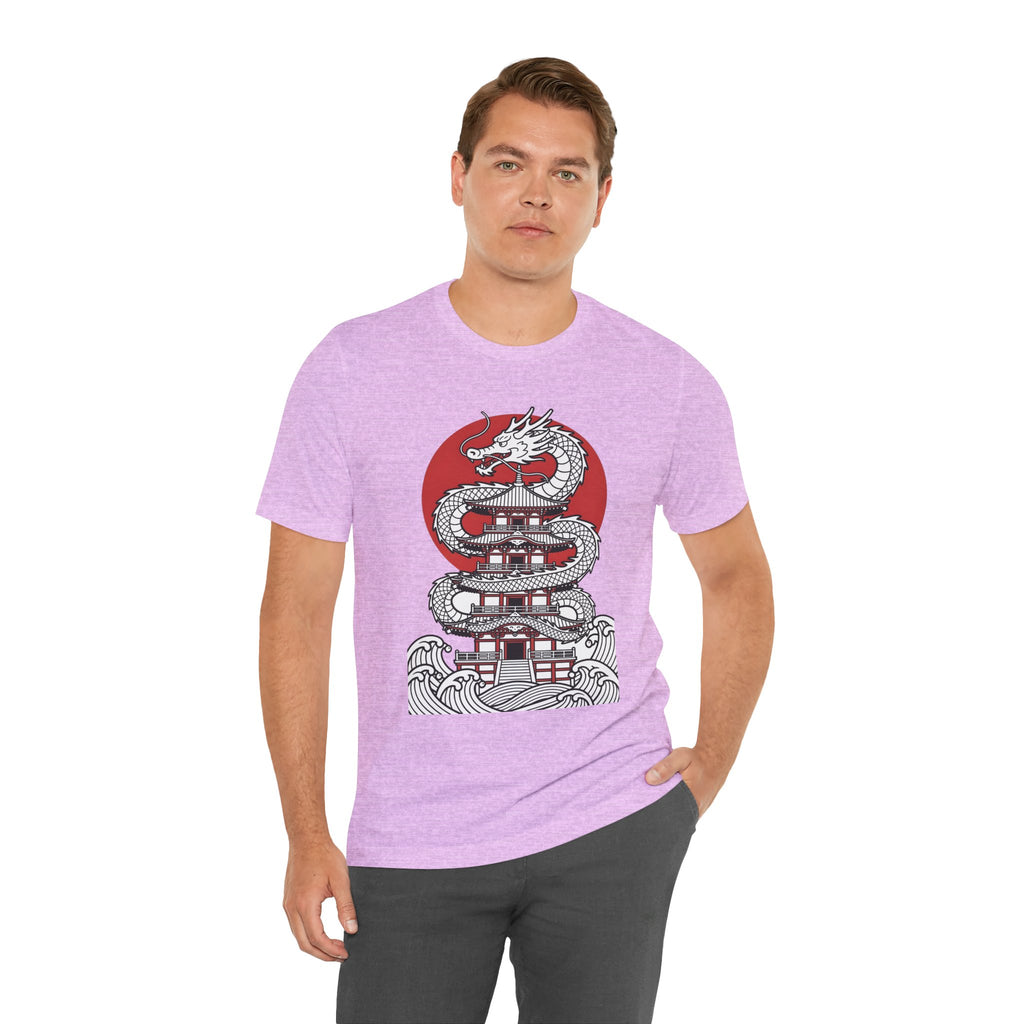 Dragon Pagoda T‑Shirt — Japanese Red Sun Temple Graphic Tee