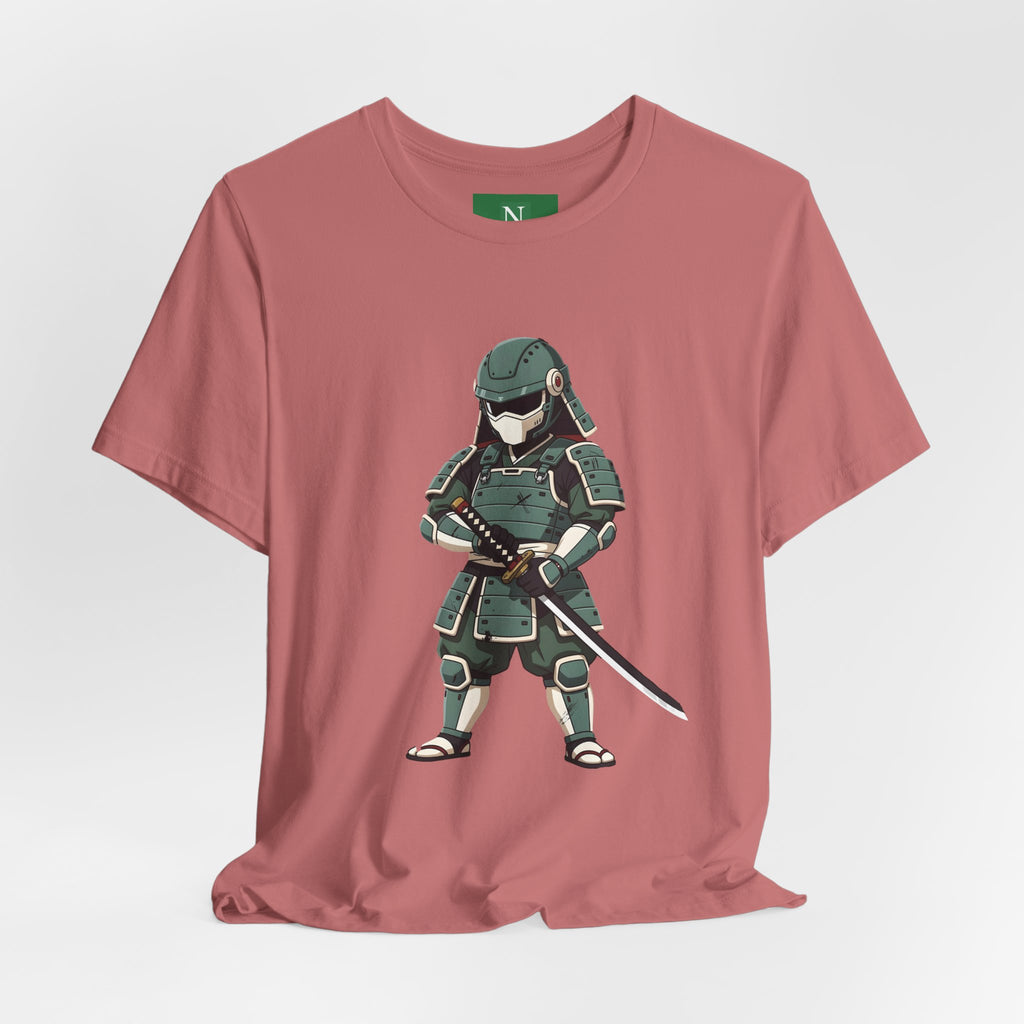 Samurai Cat T-Shirt – Cute Armored Kitty with Katana Graphic