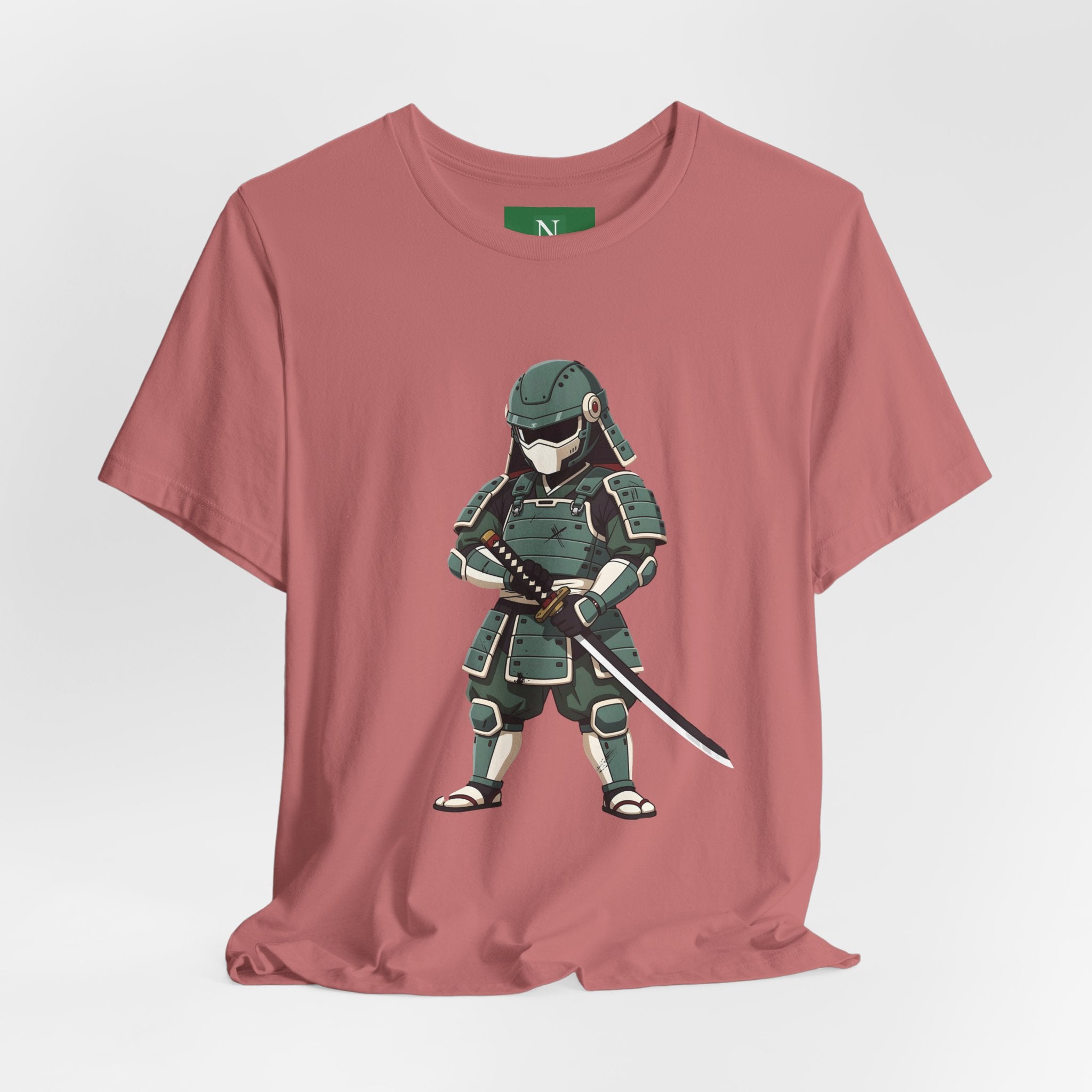 Samurai Cat T-Shirt – Cute Armored Kitty with Katana Graphic