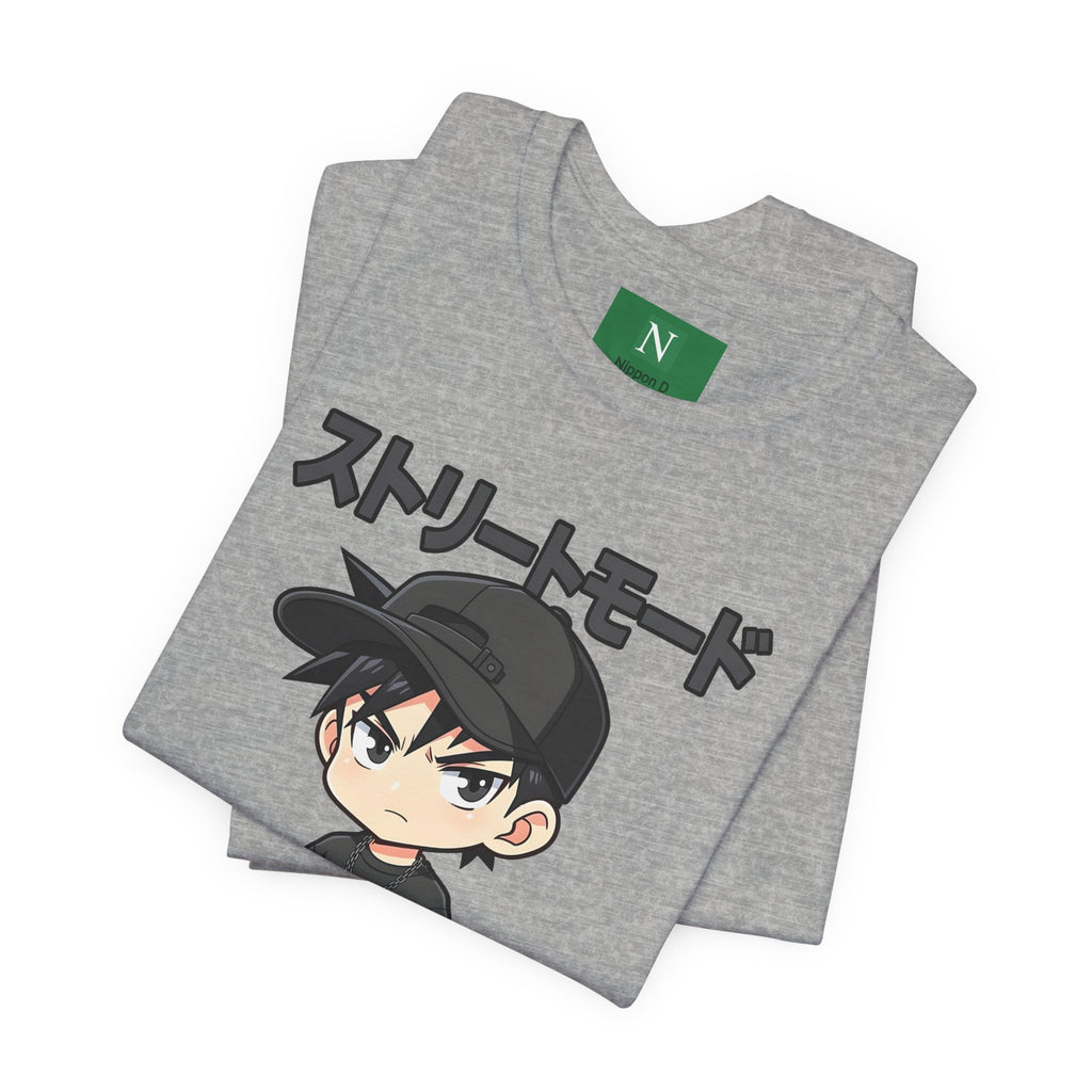 Street Mode Anime Boy T-Shirt — Japanese Text Graphic Tee