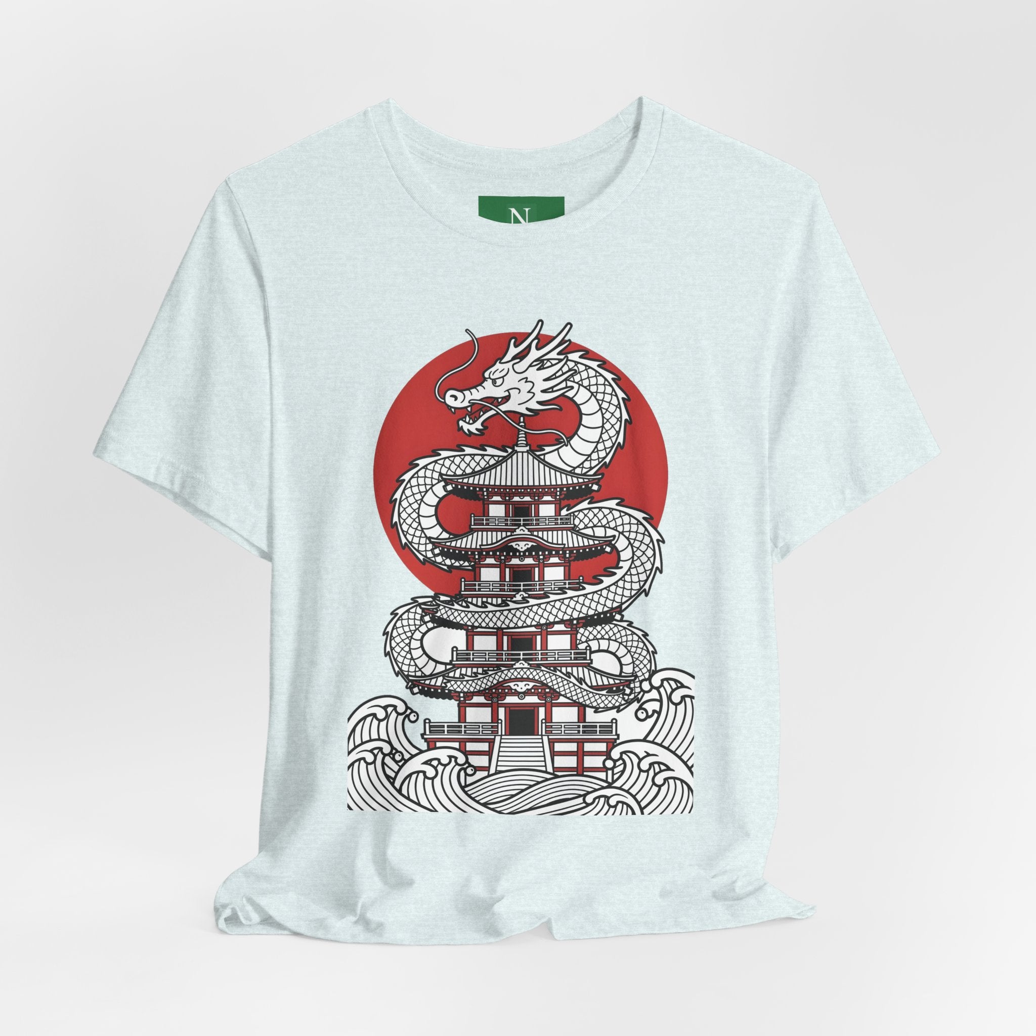 Dragon Pagoda T‑Shirt — Japanese Red Sun Temple Graphic Tee