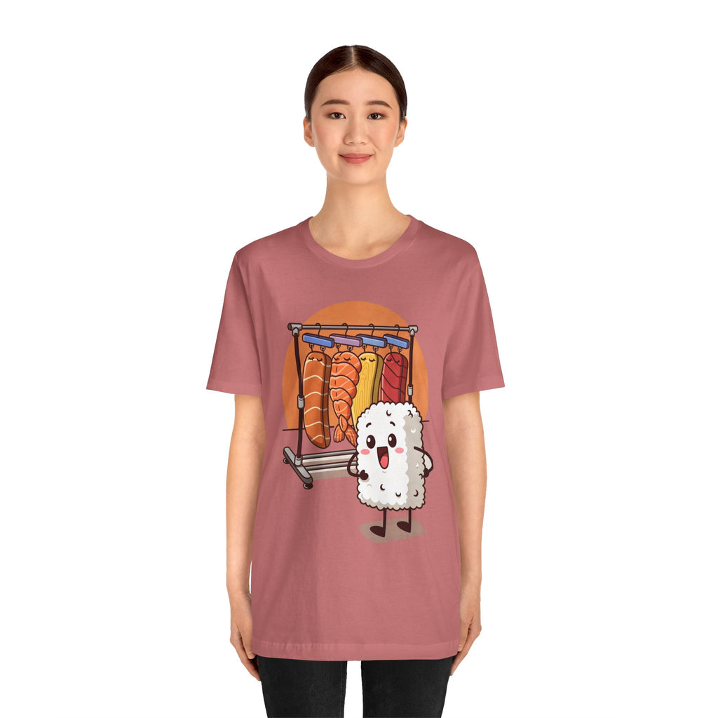 Cute Sushi Rice Cartoon T‑Shirt — Kawaii Nigiri Character Tee