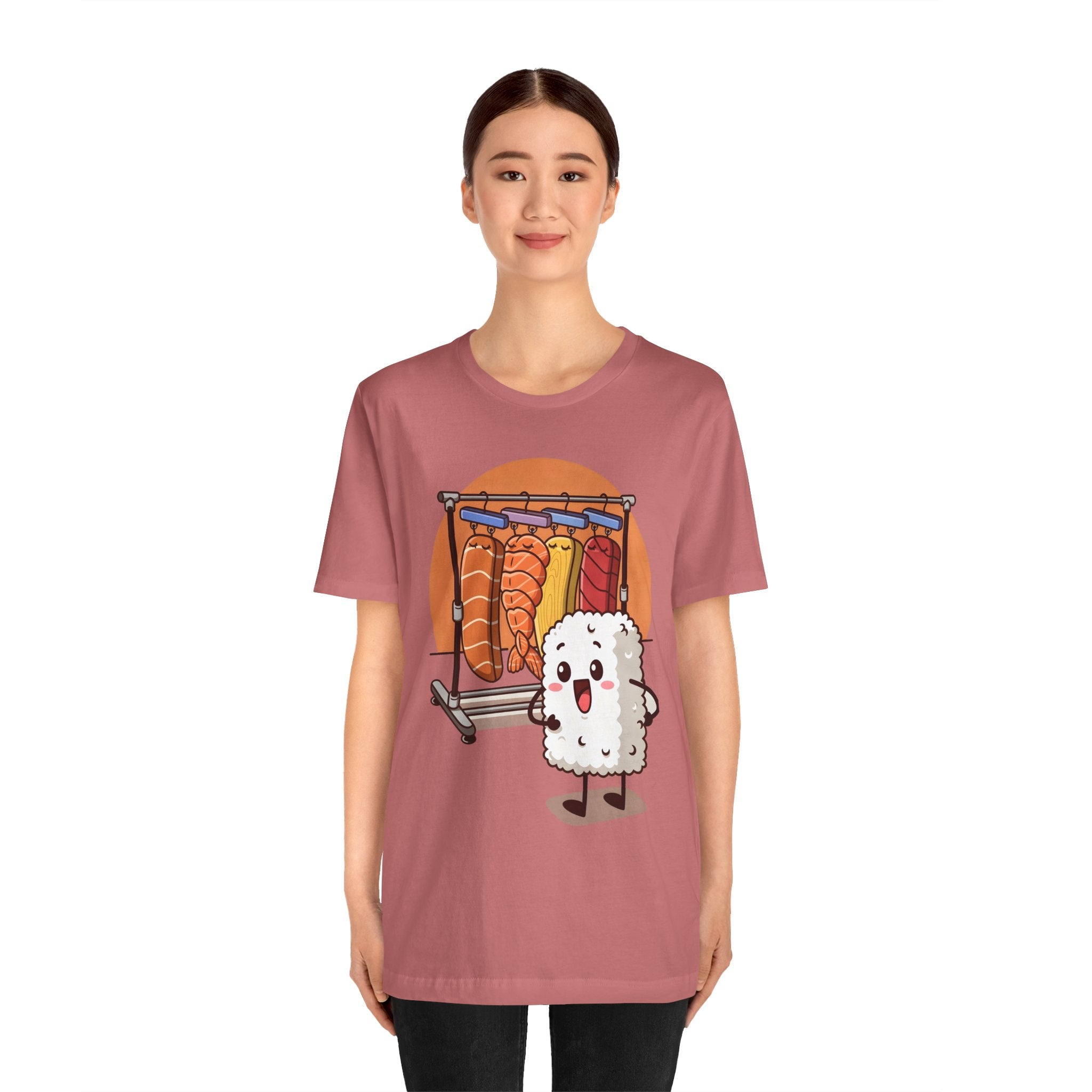 Cute Sushi Rice Cartoon T‑Shirt — Kawaii Nigiri Character Tee