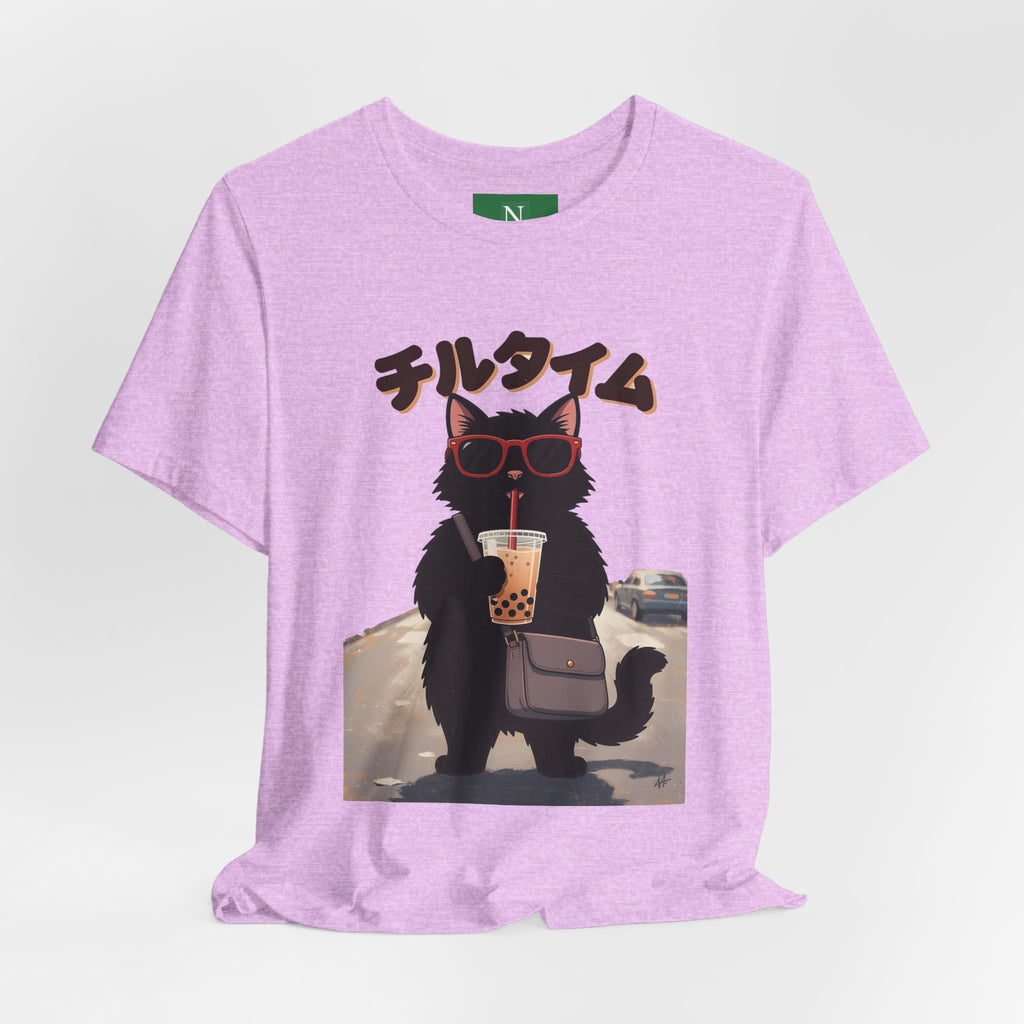 Boba Cat Tee — Cute Cat Drinking Bubble Tea Graphic T-Shirt