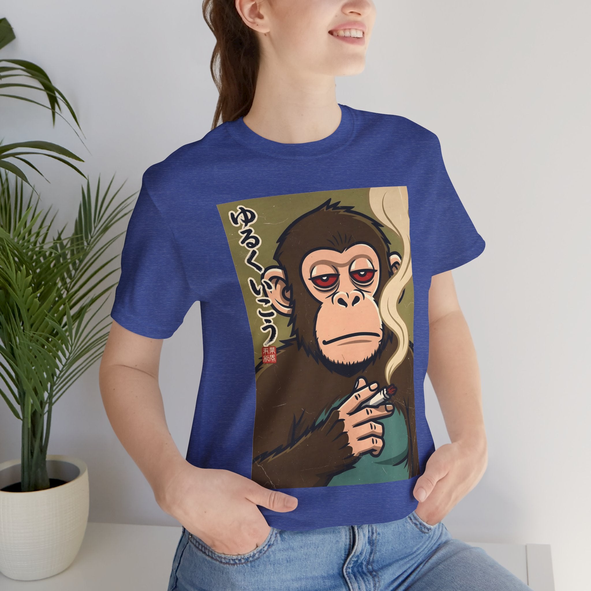 Smoking Monkey Graphic Tee — Japanese Retro Ape Illustration T-Shirt