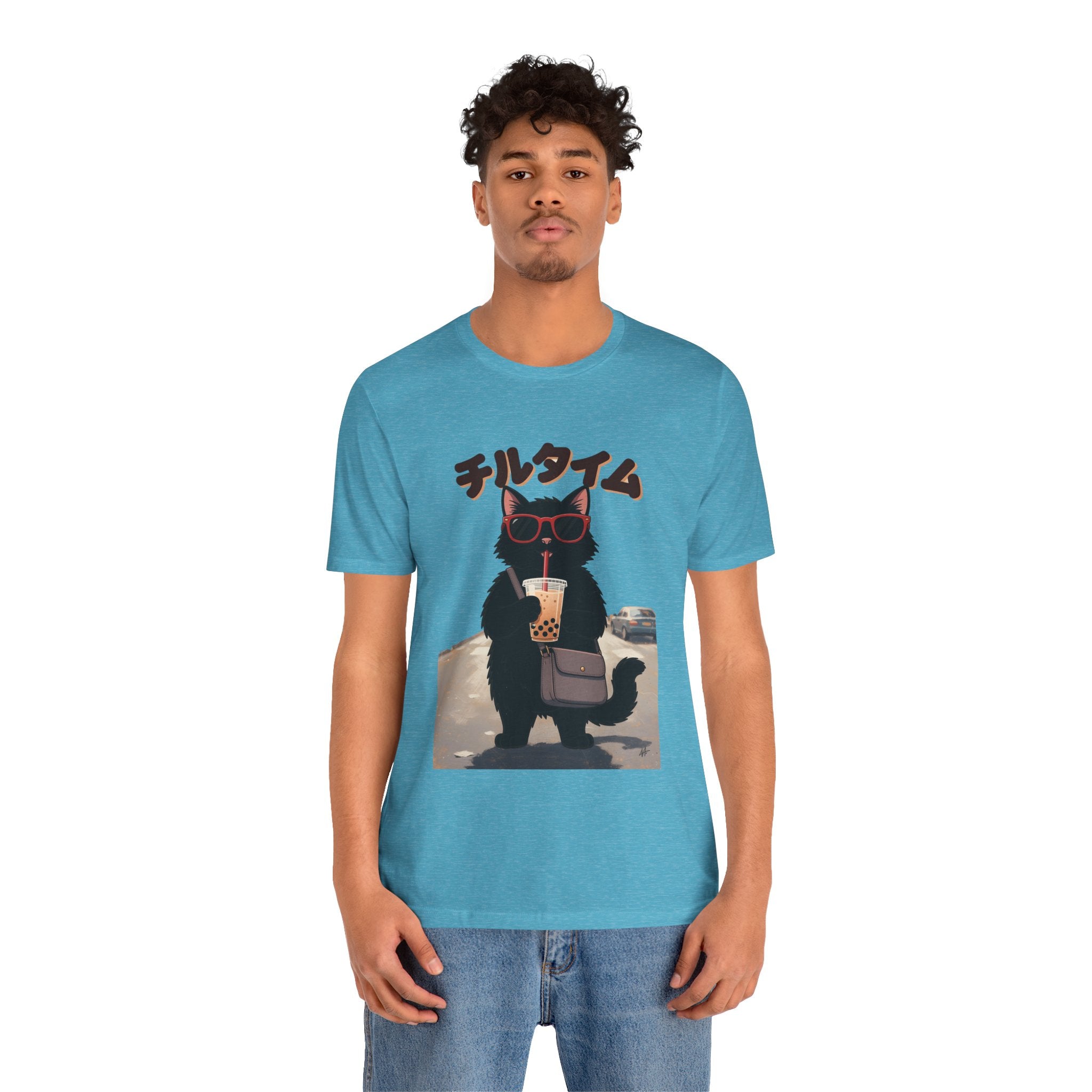 Boba Cat Tee — Cute Cat Drinking Bubble Tea Graphic T-Shirt