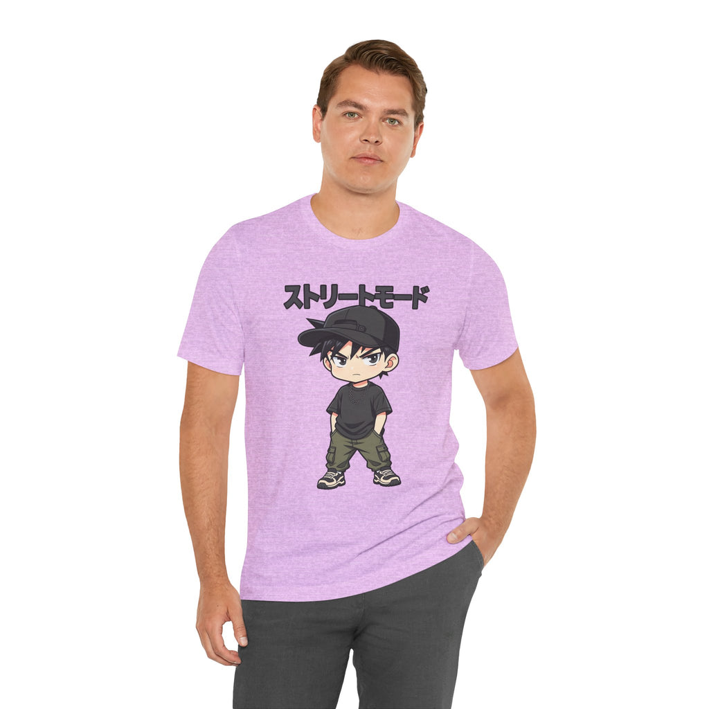 Street Mode Anime Boy T-Shirt — Japanese Text Graphic Tee