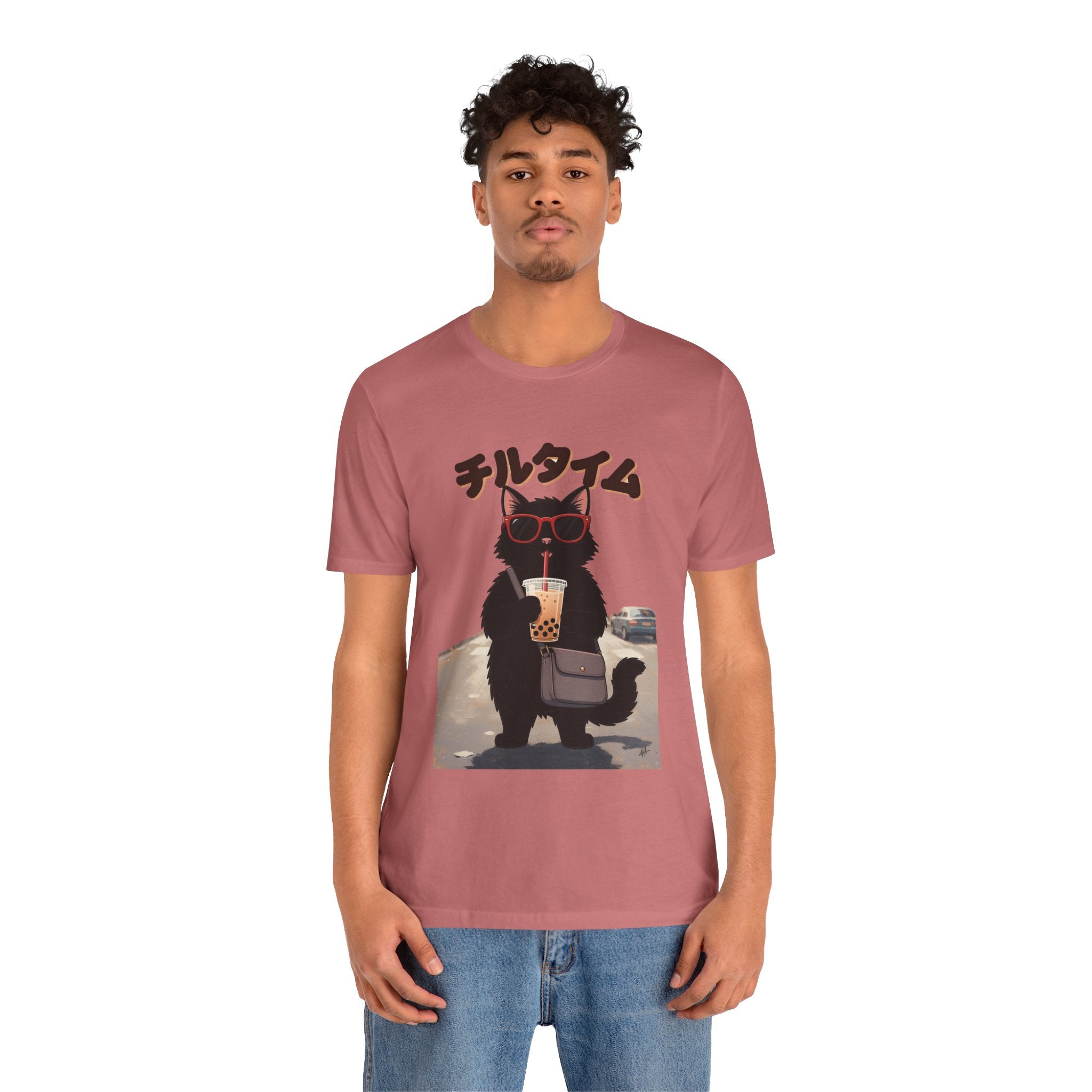 Boba Cat Tee — Cute Cat Drinking Bubble Tea Graphic T-Shirt