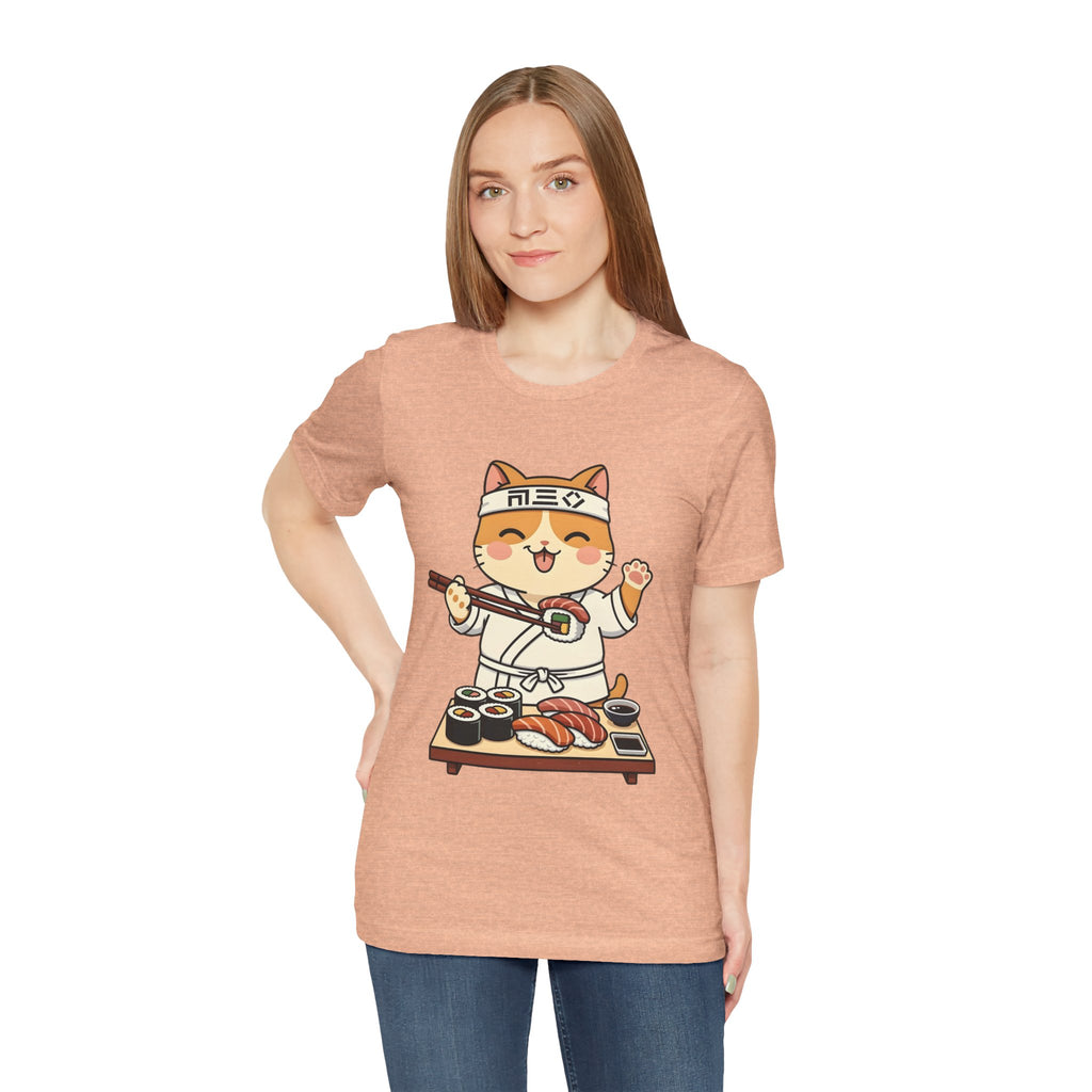 Sushi Chef Cat T‑Shirt — Cute Kawaii Cat Making Sushi Graphic Tee