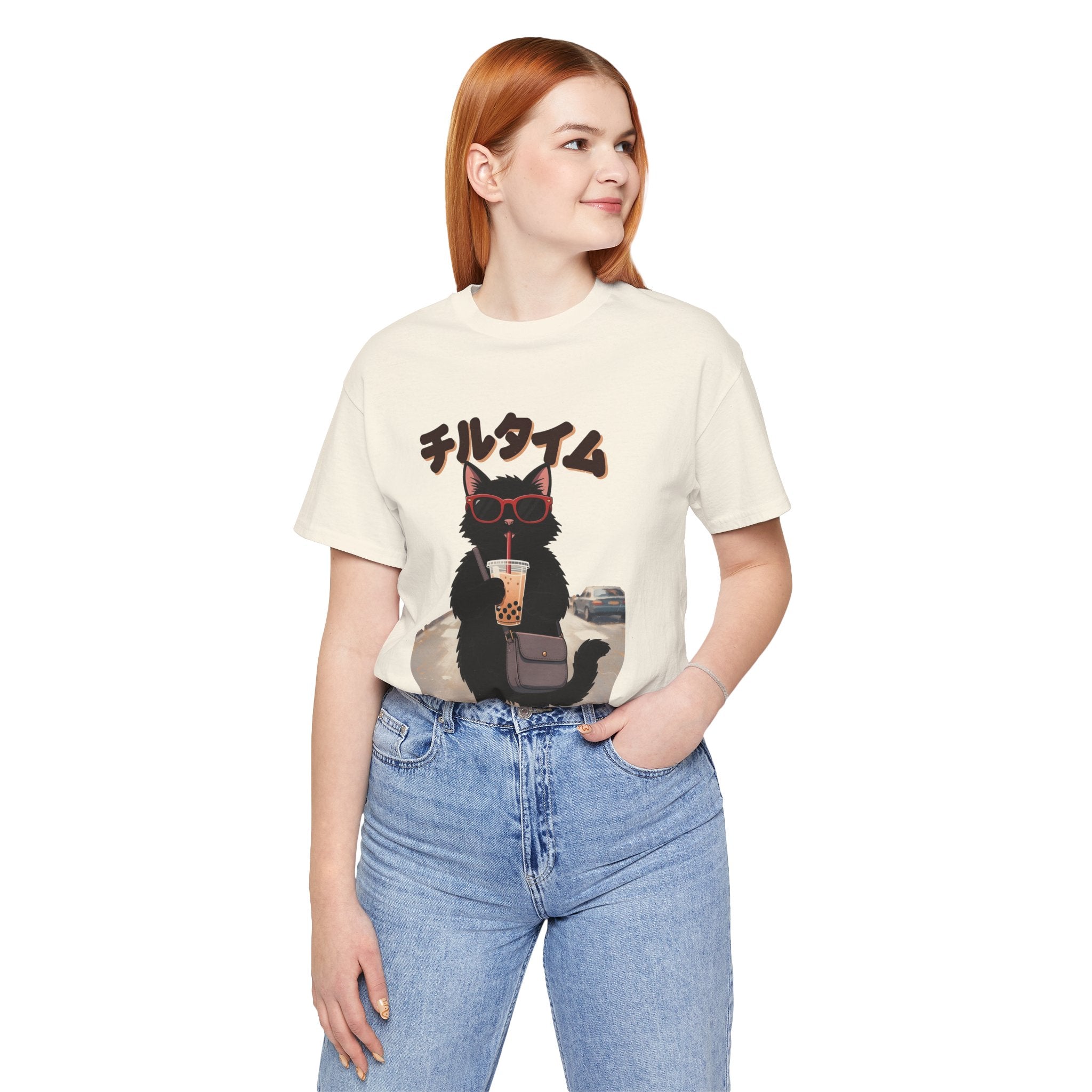 Boba Cat Tee — Cute Cat Drinking Bubble Tea Graphic T-Shirt