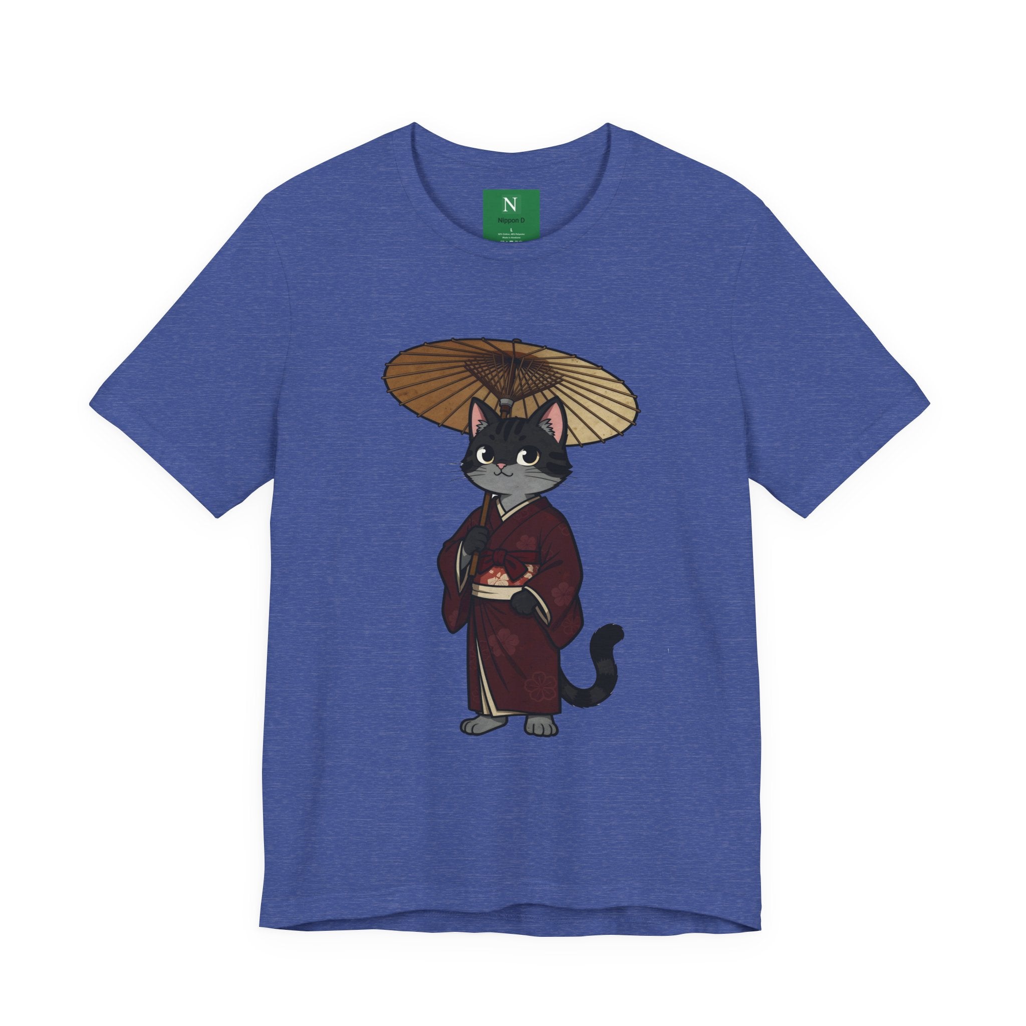Geisha Cat Tee — Japanese Umbrella Cat Graphic T-Shirt