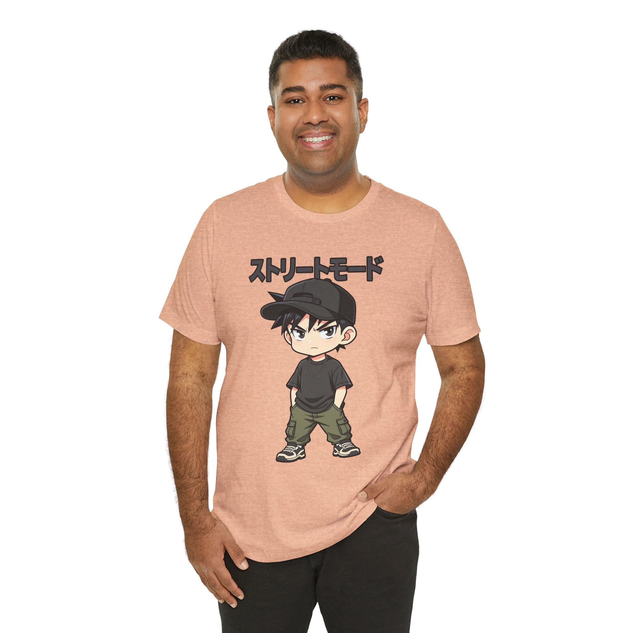 Street Mode Anime Boy T-Shirt — Japanese Text Graphic Tee