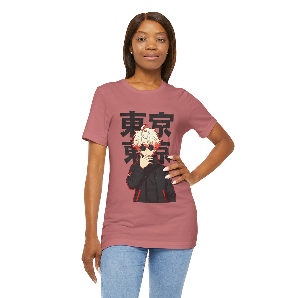 Tokyo Anime Graphic Tee — Blond Character with Kanji "東京"